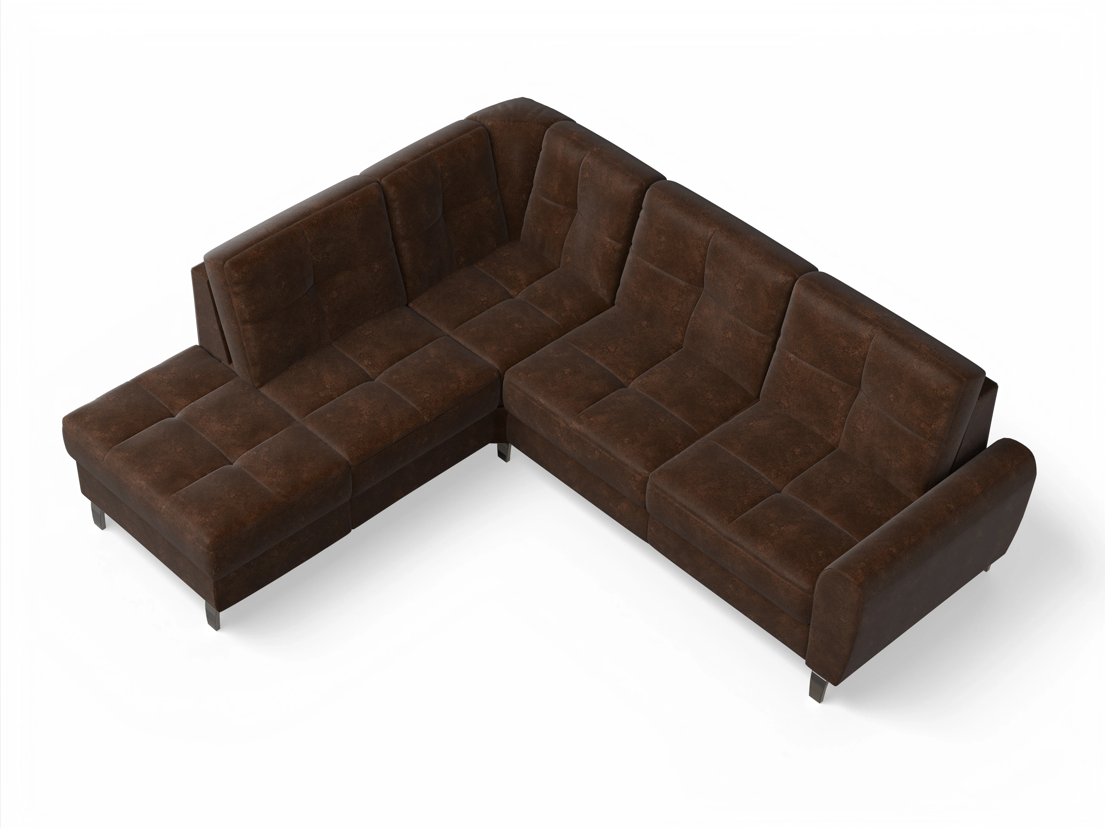 Ansicht des Produktes Valona Ecksofa links Abschluss offen in Stoff Braun