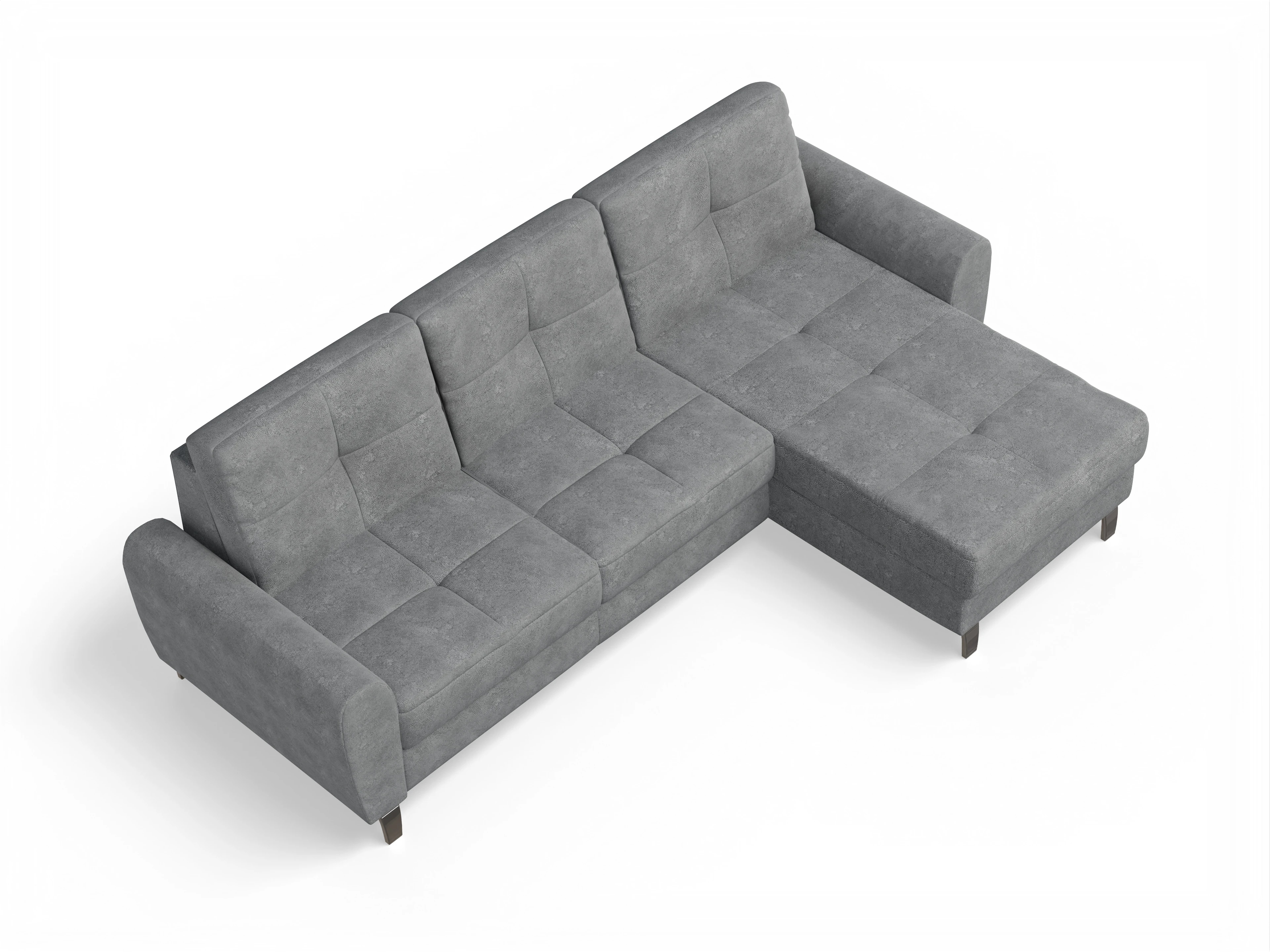 Ansicht des Produktes Valona Ecksofa rechts Abschluss offen in Stoff Grau