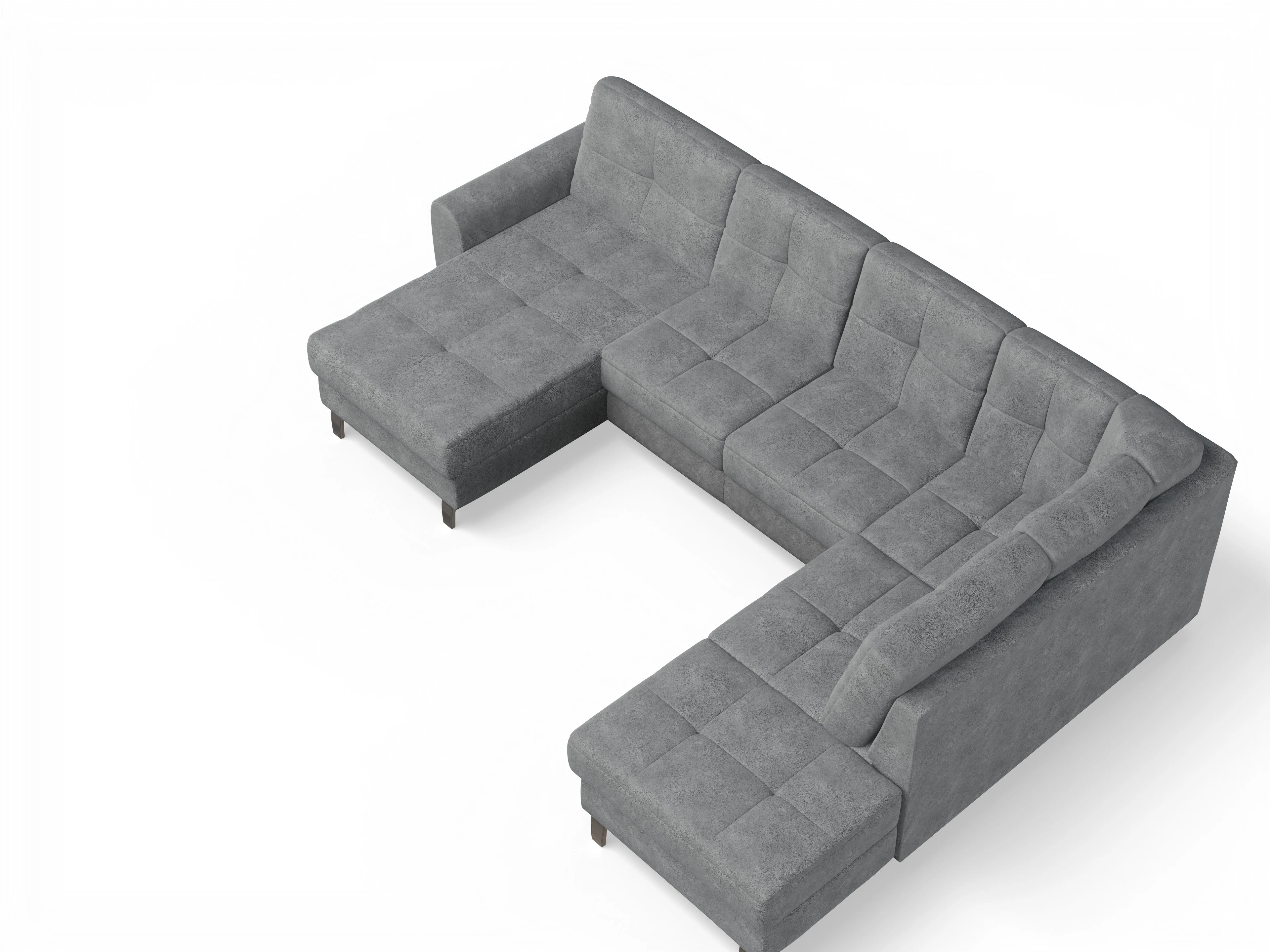 Valona Wohnlandschaft OT LO Small R Ansicht des Produktes Valona Wohnlandschaft offen beidseitig in Stoff Grau