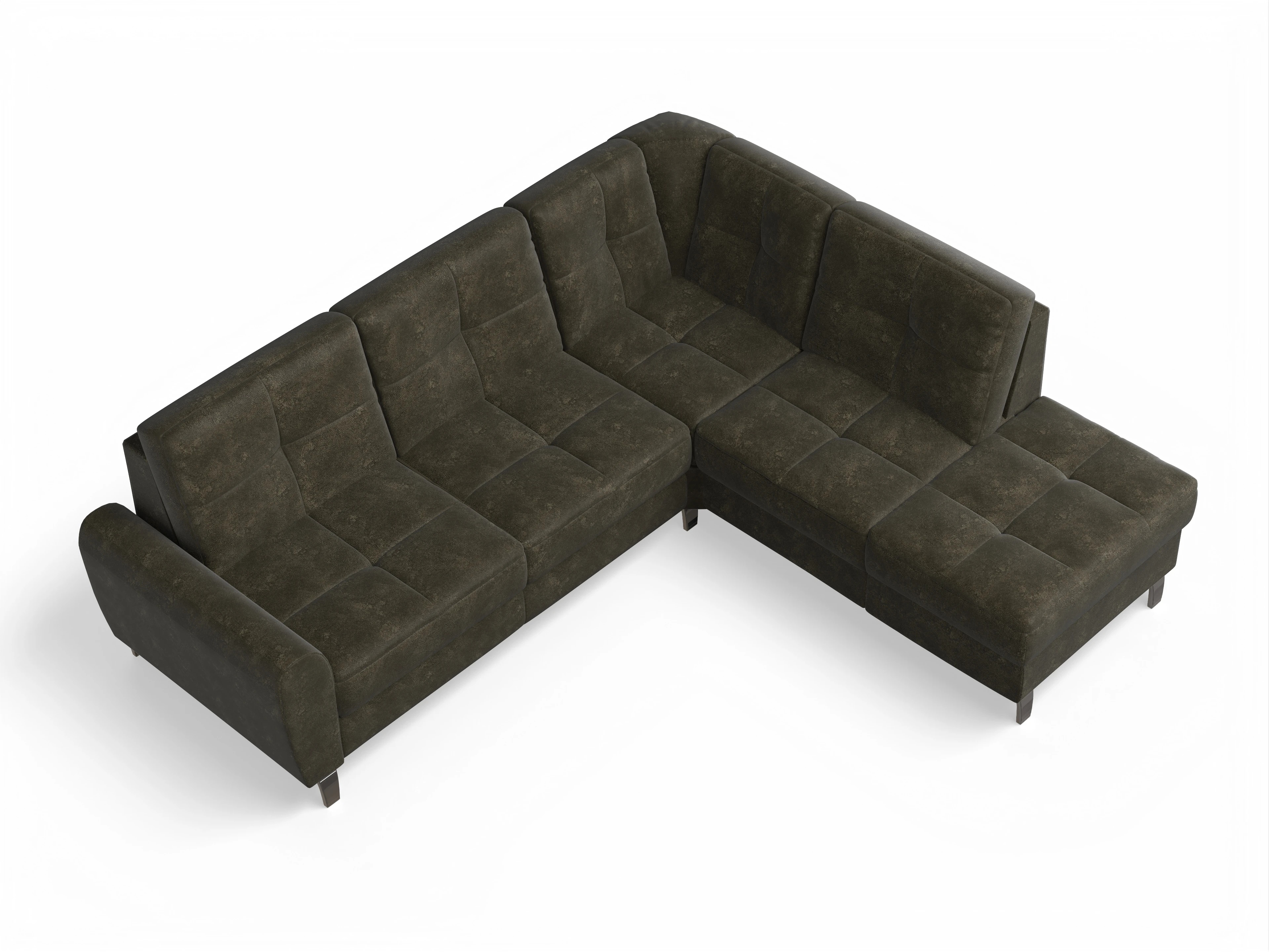 Ansicht des Produktes Valona Ecksofa rechts Abschluss offen in Stoff Grün