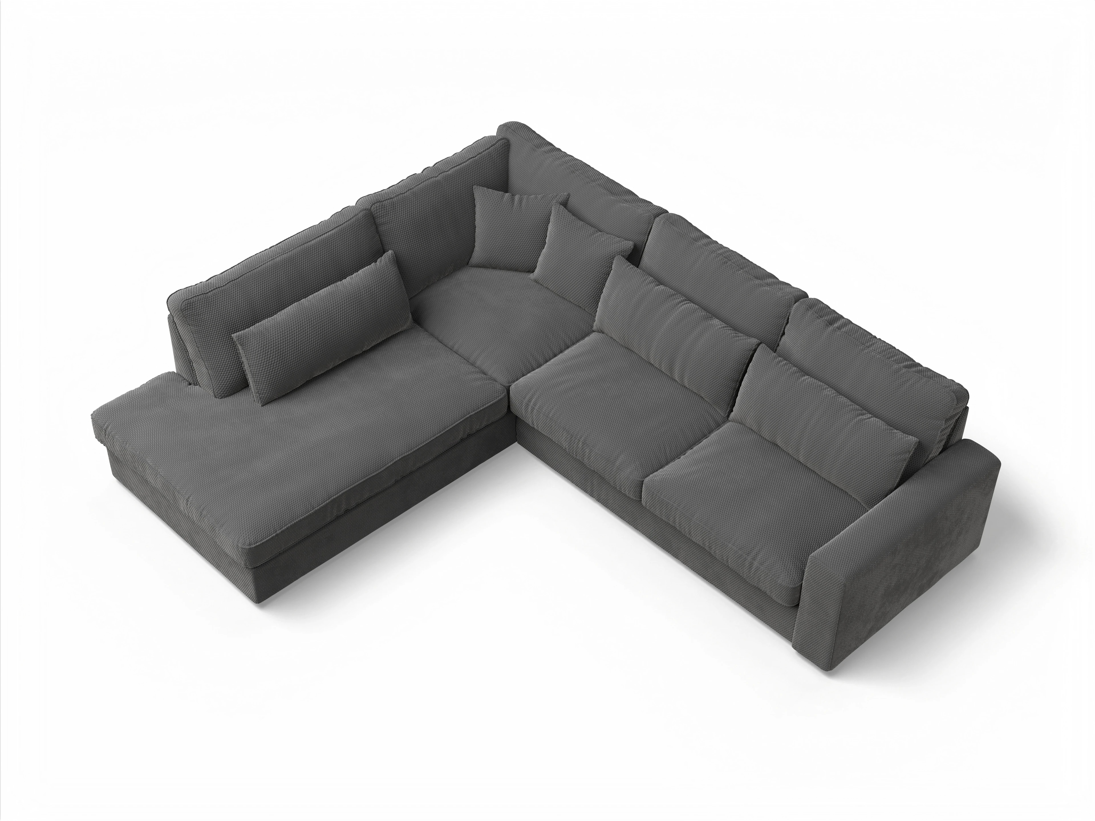 Ansicht des Produktes Lexia Ecksofa links Abschluss offen in Stoff Grau