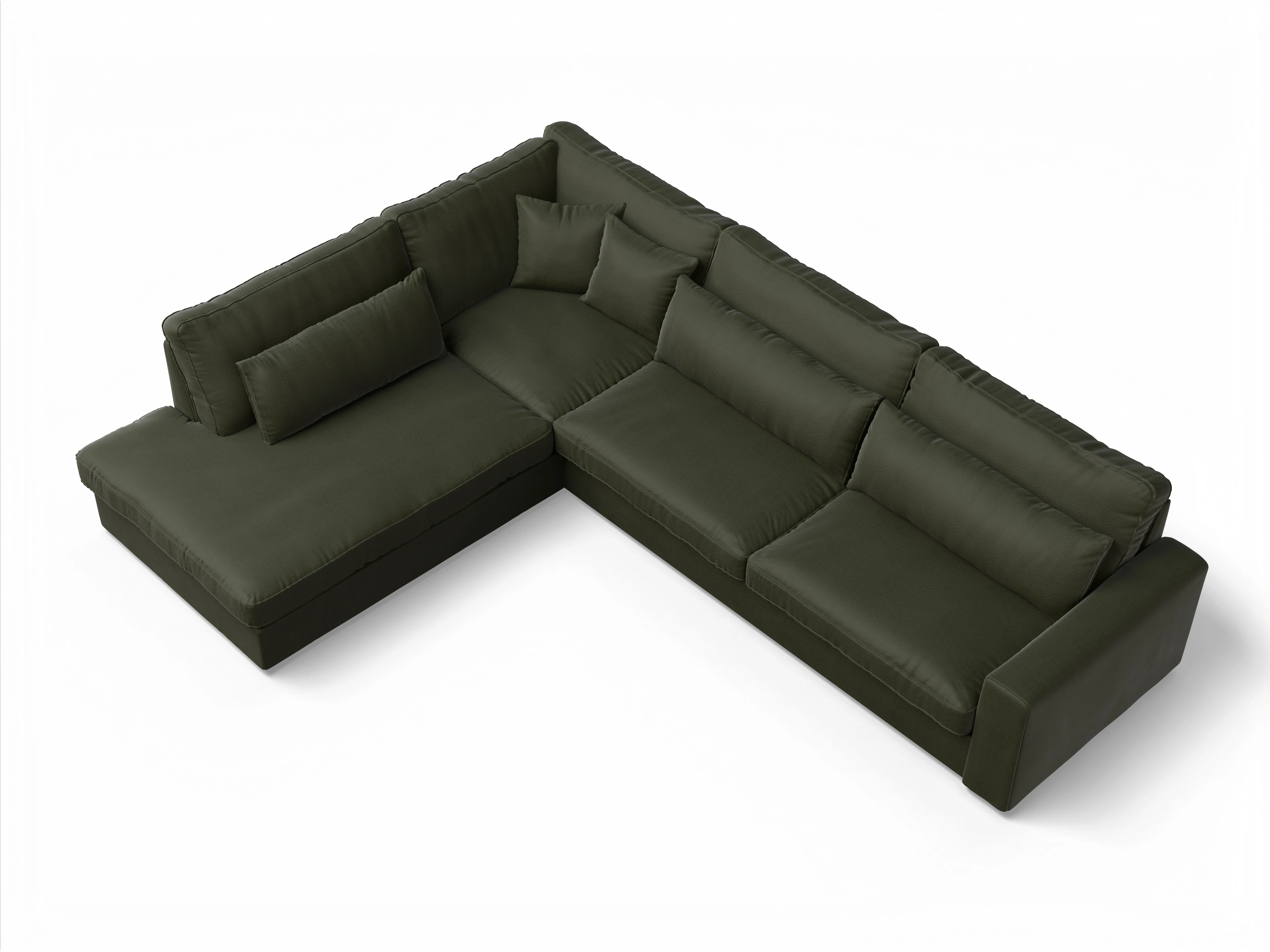 Ansicht des Produktes Lexia Ecksofa links Abschluss offen in Stoff Grün