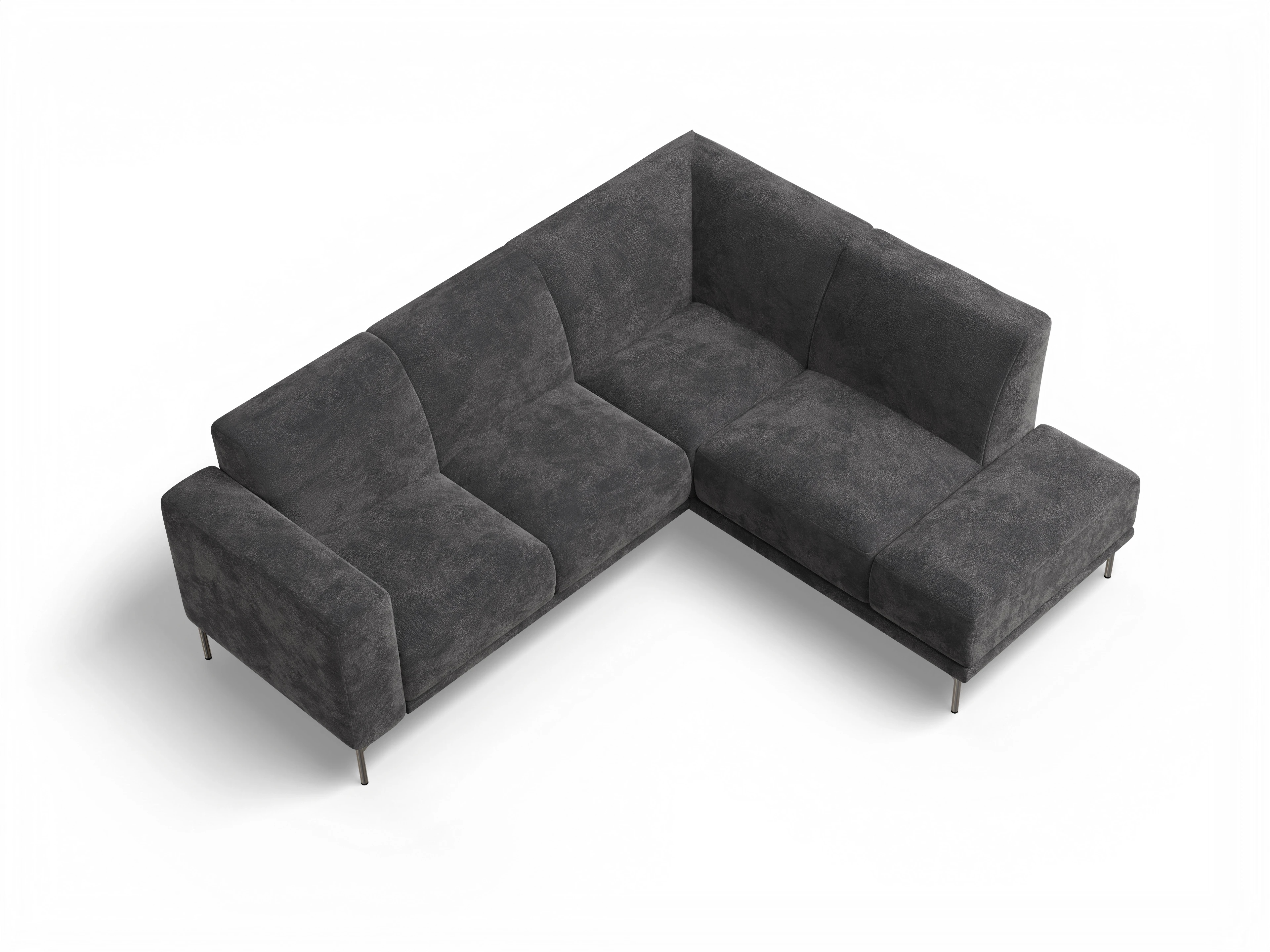 Viborg Longchair Small R Ansicht des Produktes Viborg Ecksofa rechts Abschluss offen in Stoff Grau