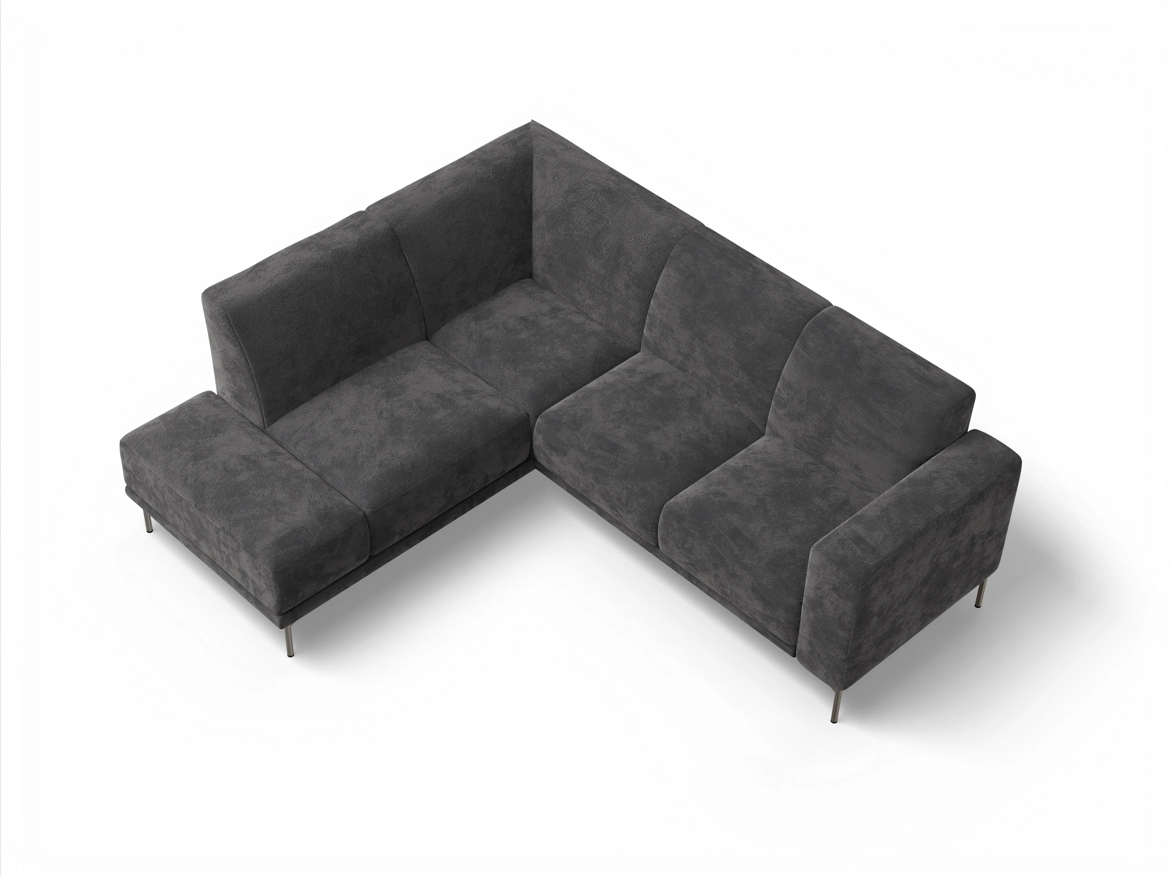 Viborg Longchair Small L Ansicht des Produktes Viborg Ecksofa links Abschluss offen in Stoff Grau
