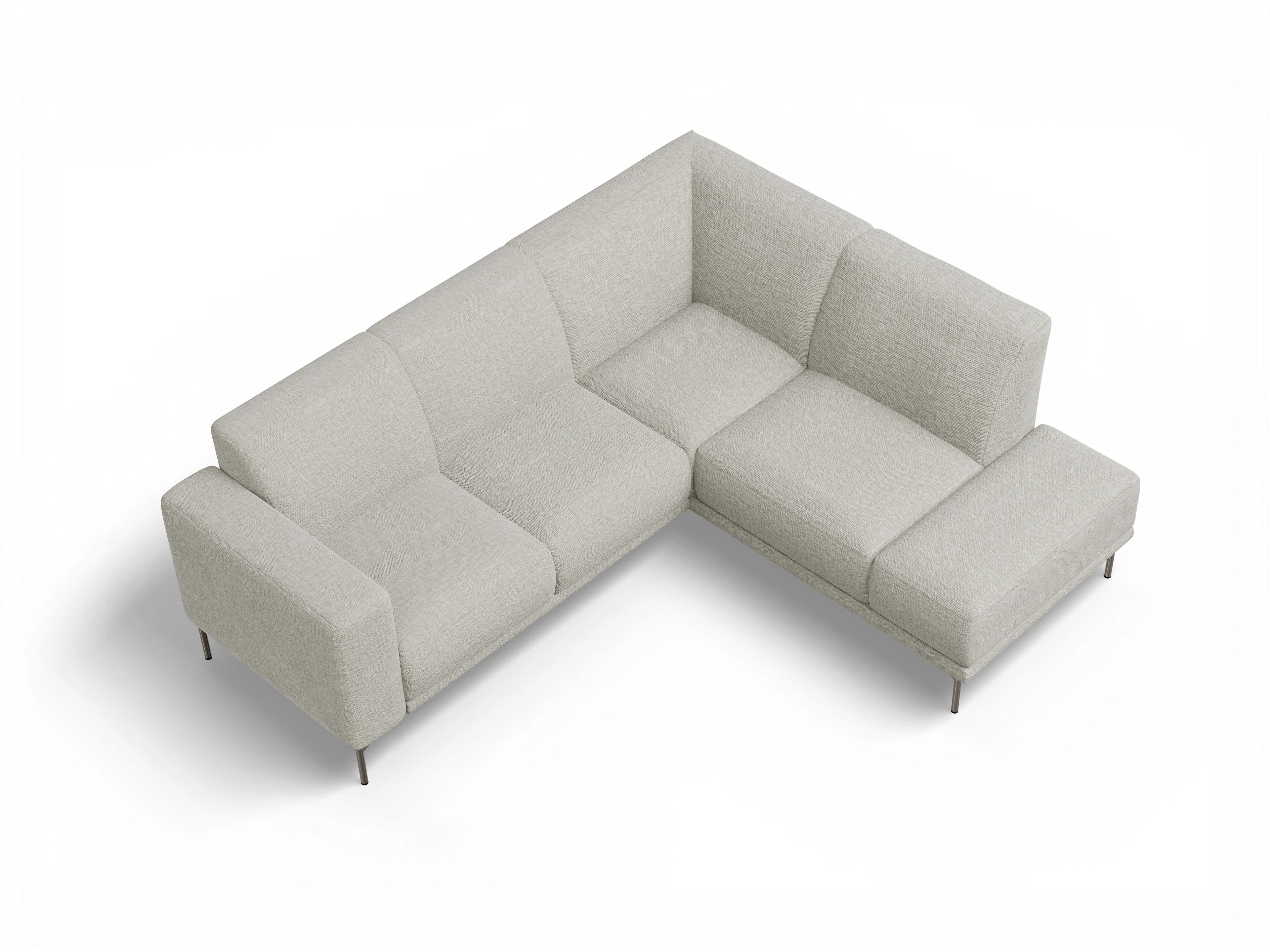 Viborg Longchair Small R Ansicht des Produktes Viborg Ecksofa rechts Abschluss offen in Stoff Beige