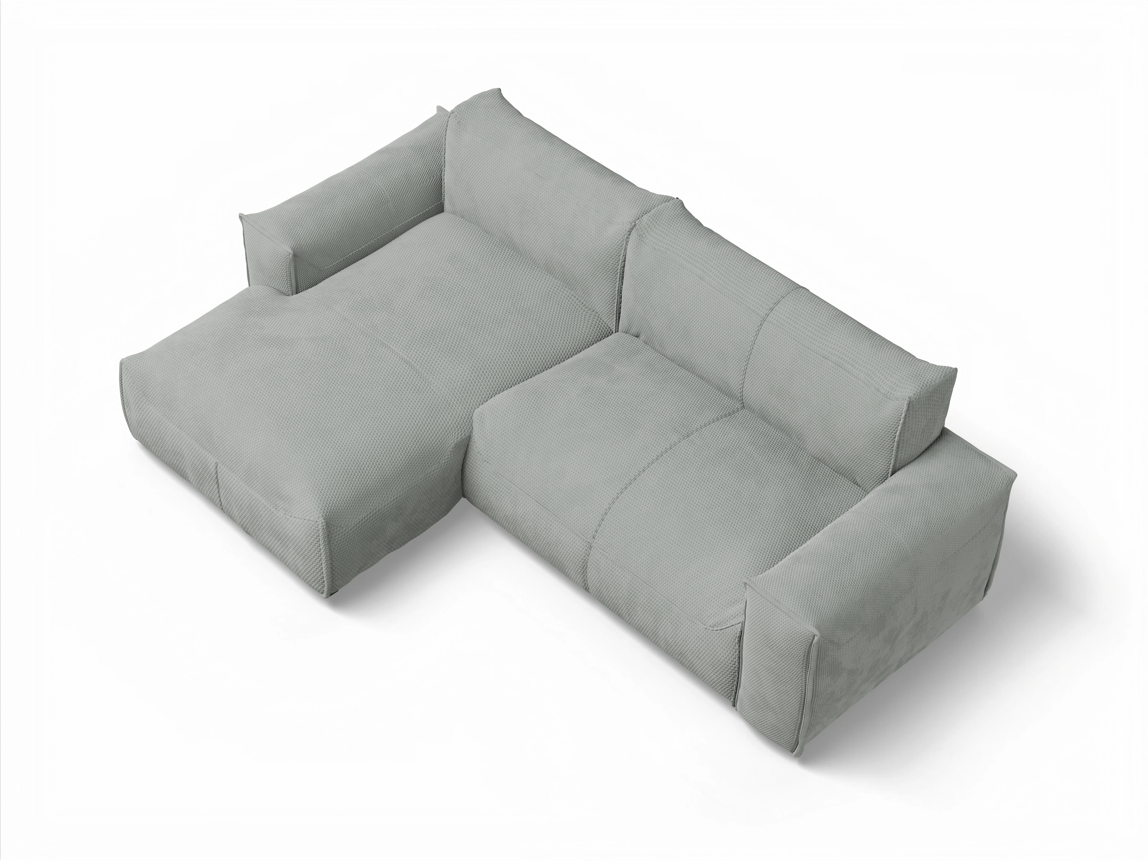 Ansicht des Produktes Zenon Ecksofa links Abschluss offen in Stoff Grau