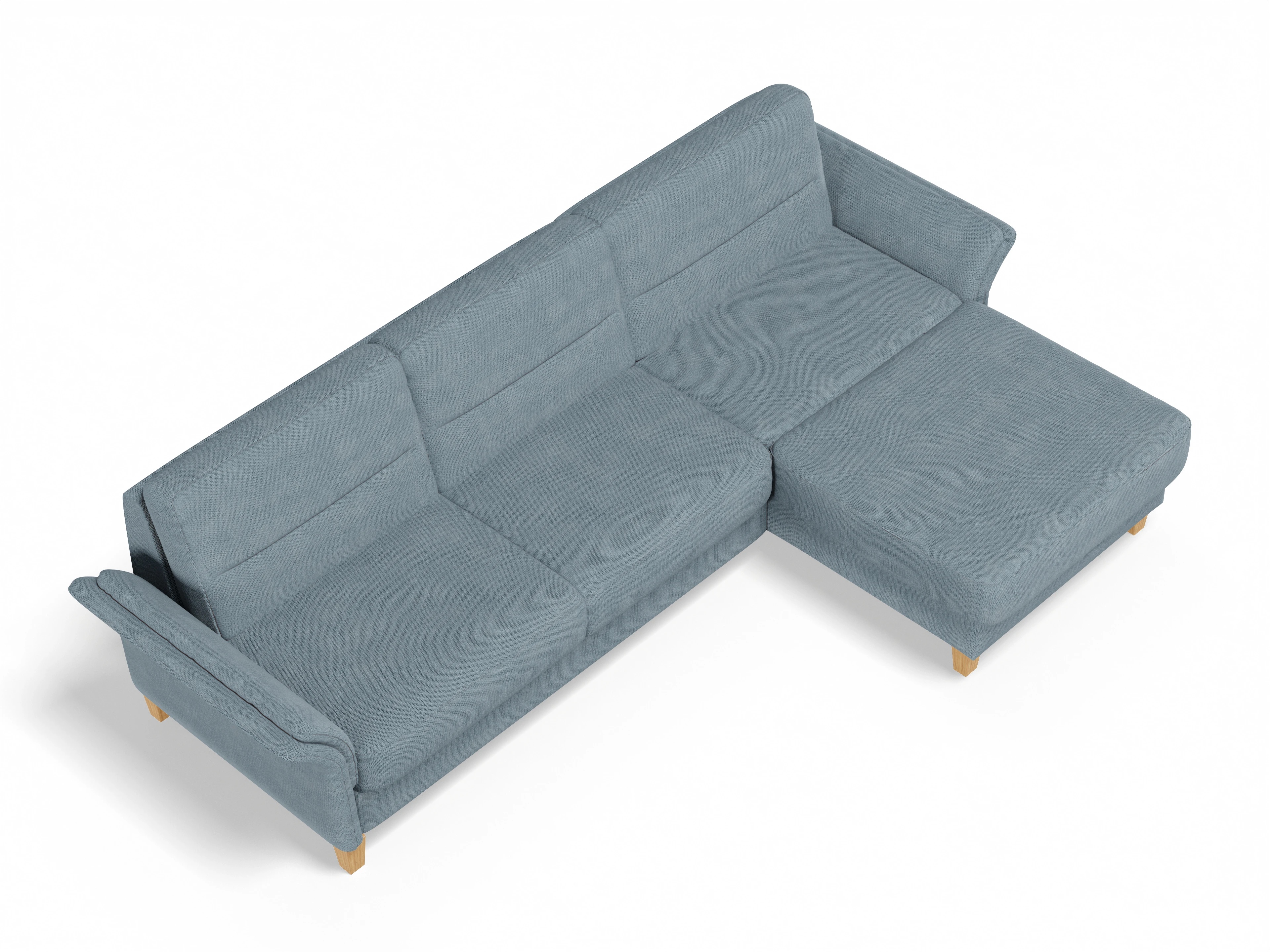 Ansicht des Produktes Warna Ecksofa rechts Abschluss offen in Stoff Blau