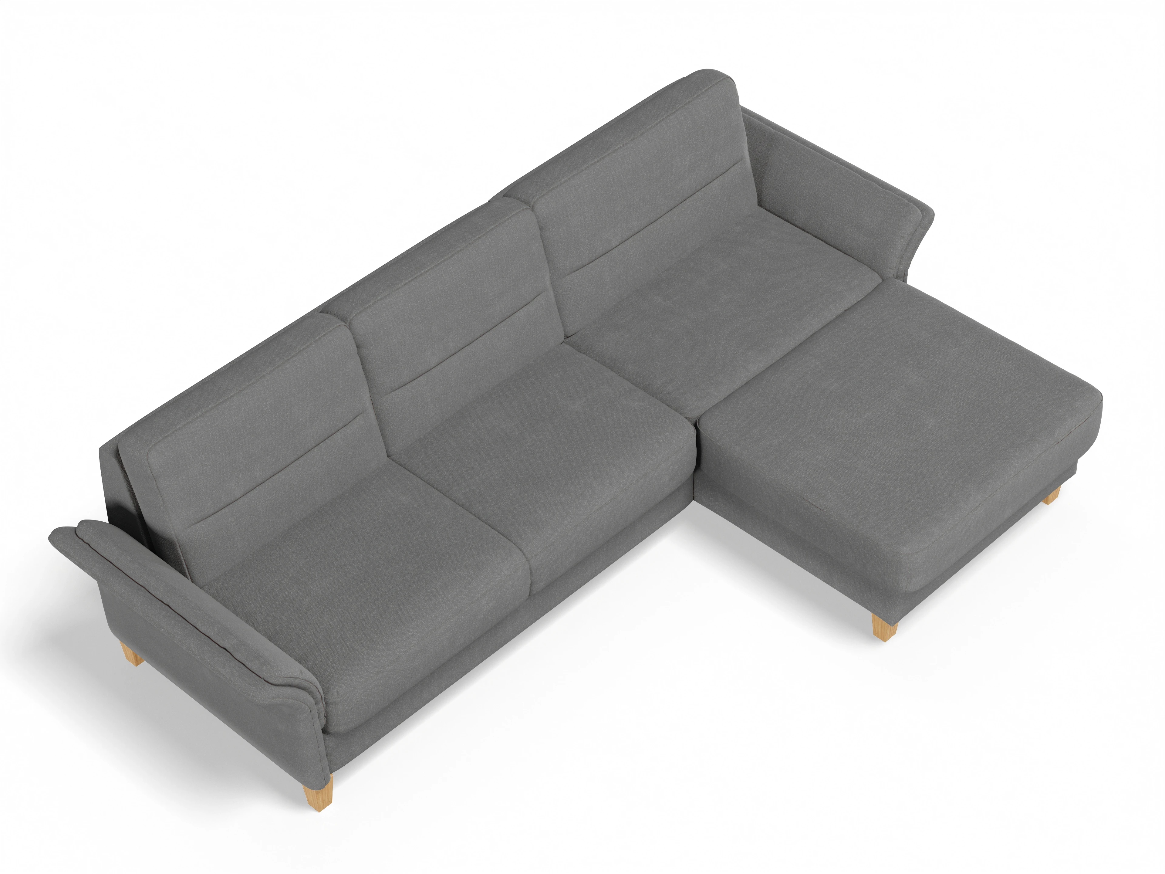 Ansicht des Produktes Warna Ecksofa rechts Abschluss offen in Stoff Grau