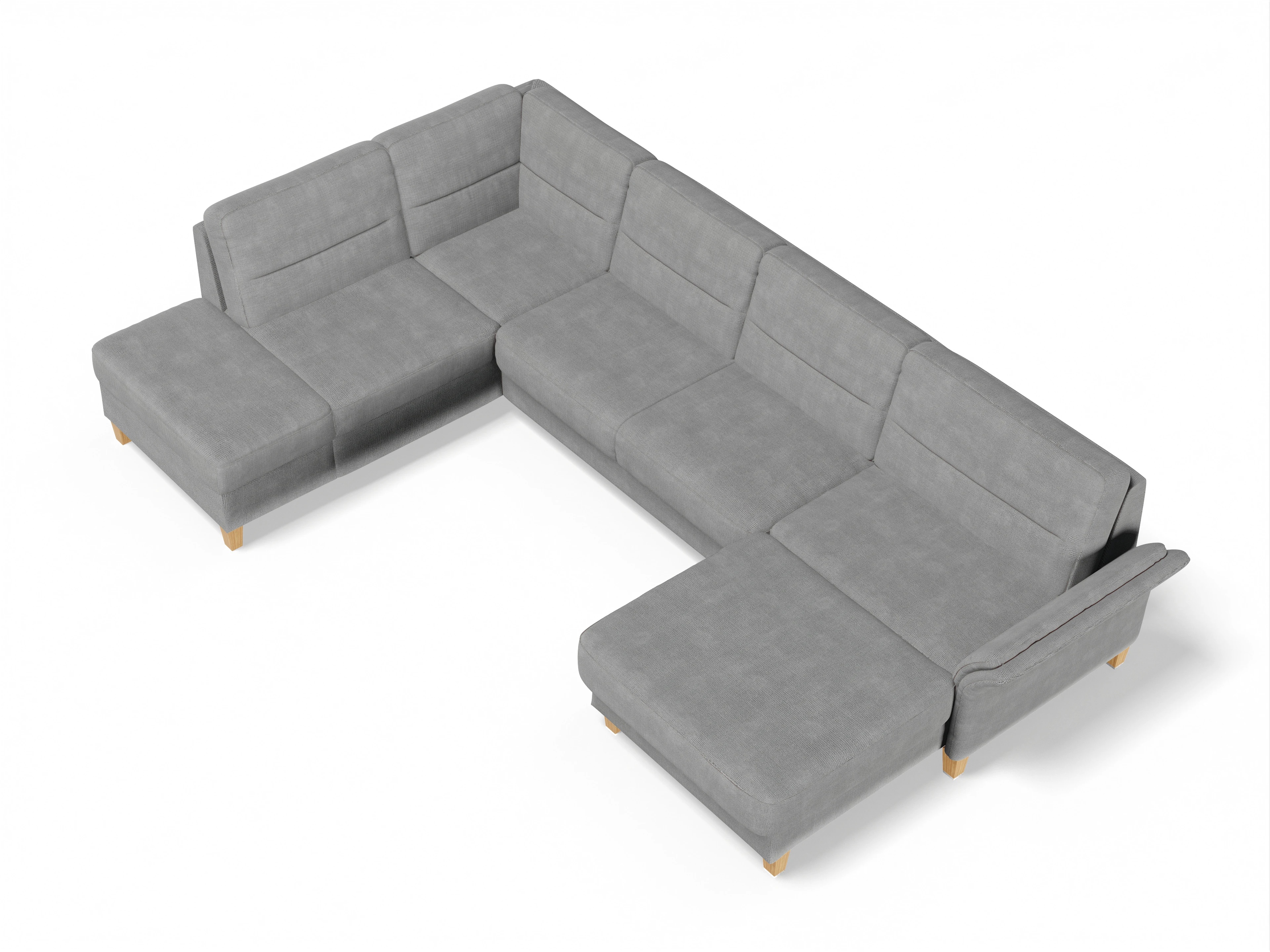 Warna Wohnlandschaft OT LO Small L Ansicht des Produktes Warna Wohnlandschaft offen beidseitig in Stoff Grau