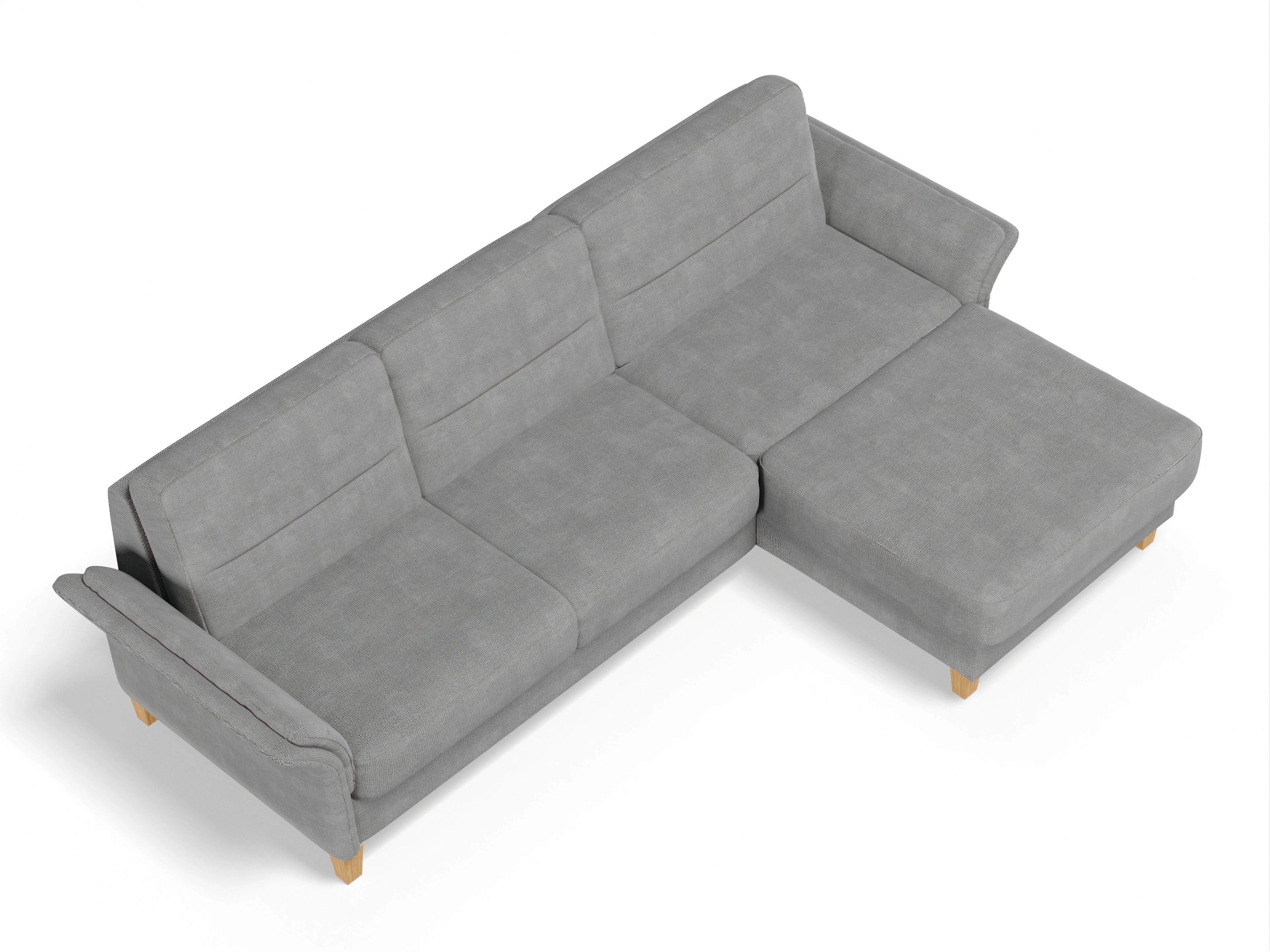 Ansicht des Produktes Warna Ecksofa rechts Abschluss offen in Stoff Grau