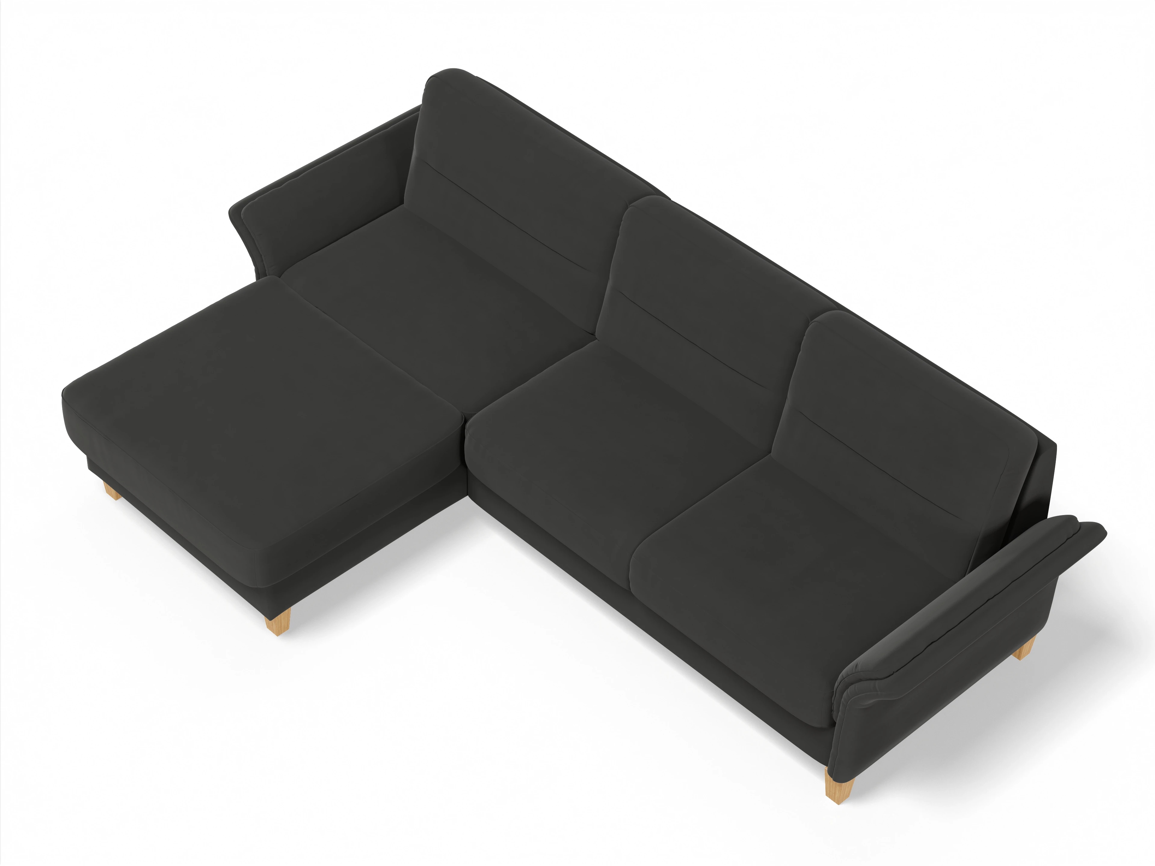 Ansicht des Produktes Warna Ecksofa links Abschluss offen in Stoff Grau