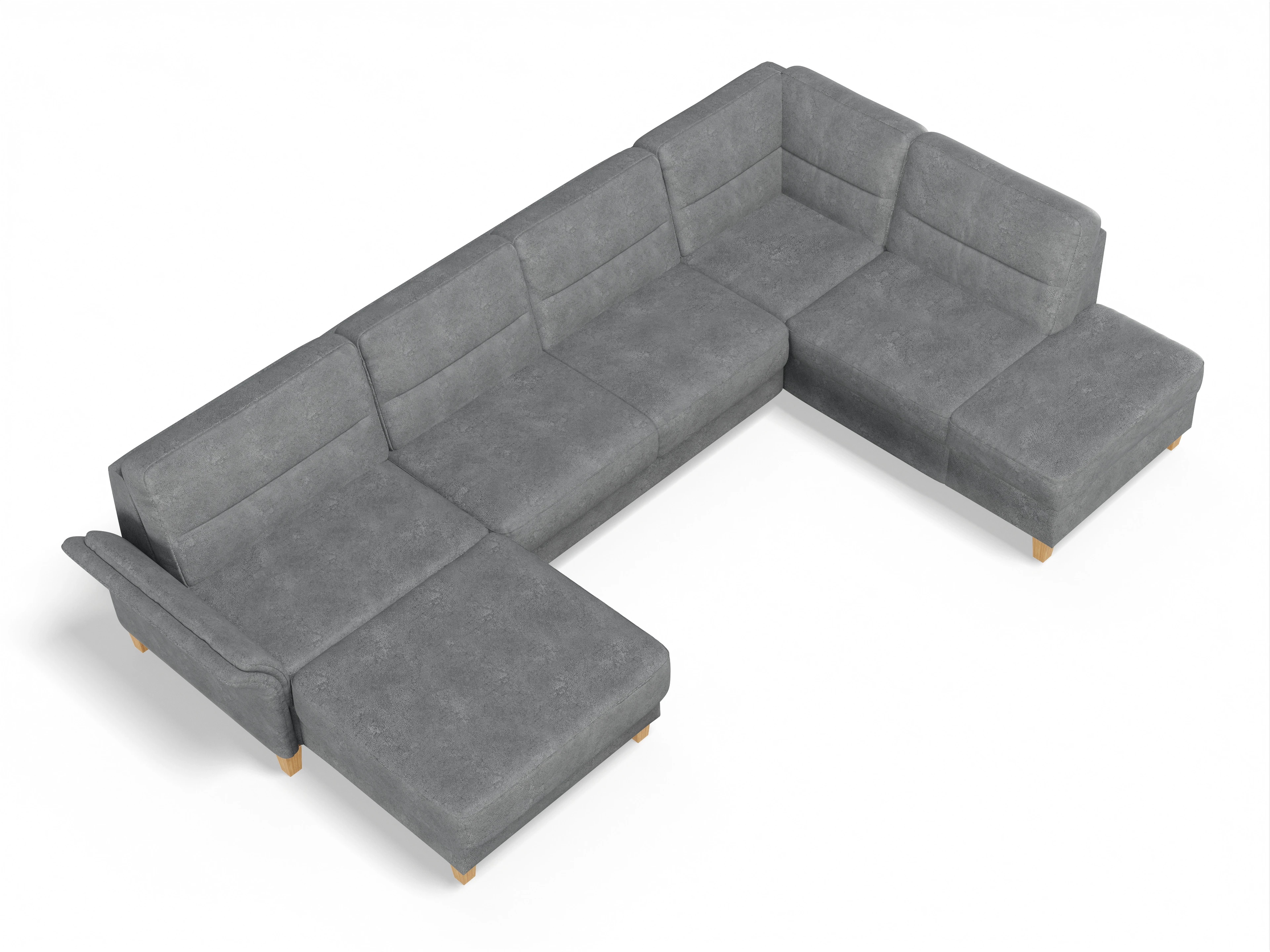 Ansicht des Produktes Warna Wohnlandschaft offen beidseitig in Stoff Grau