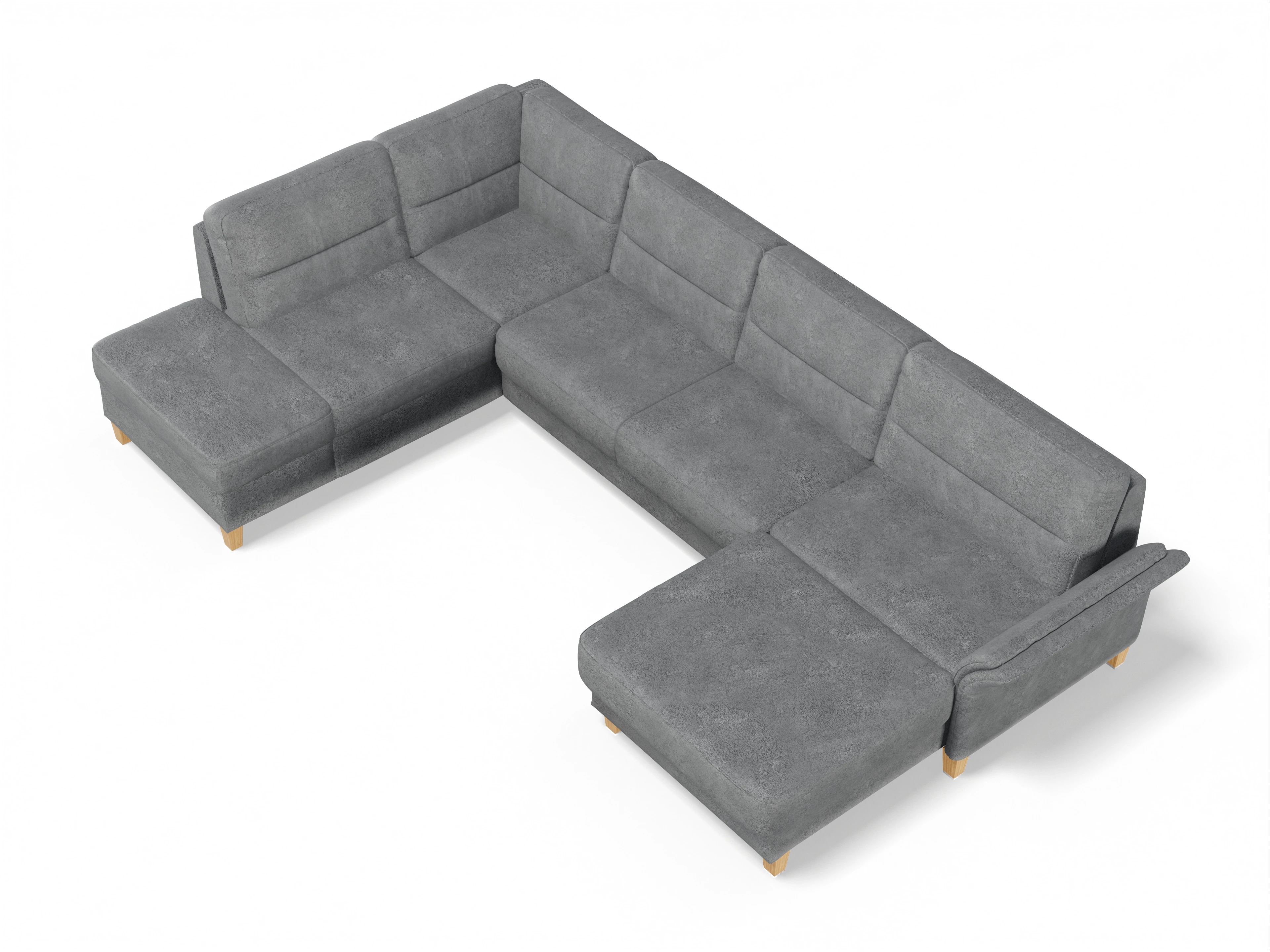 Ansicht des Produktes Warna Wohnlandschaft offen beidseitig in Stoff Grau