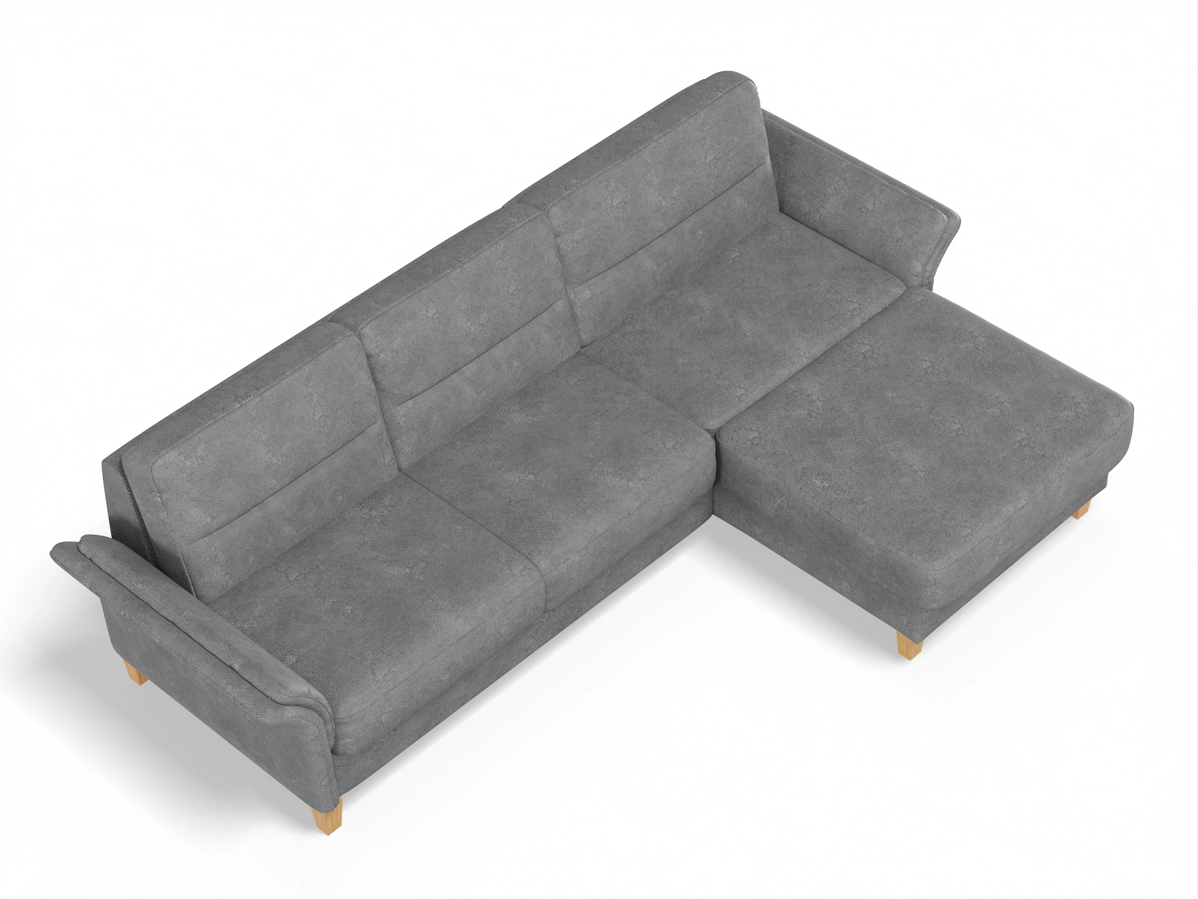 Ansicht des Produktes Warna Ecksofa rechts Abschluss offen in Stoff Grau