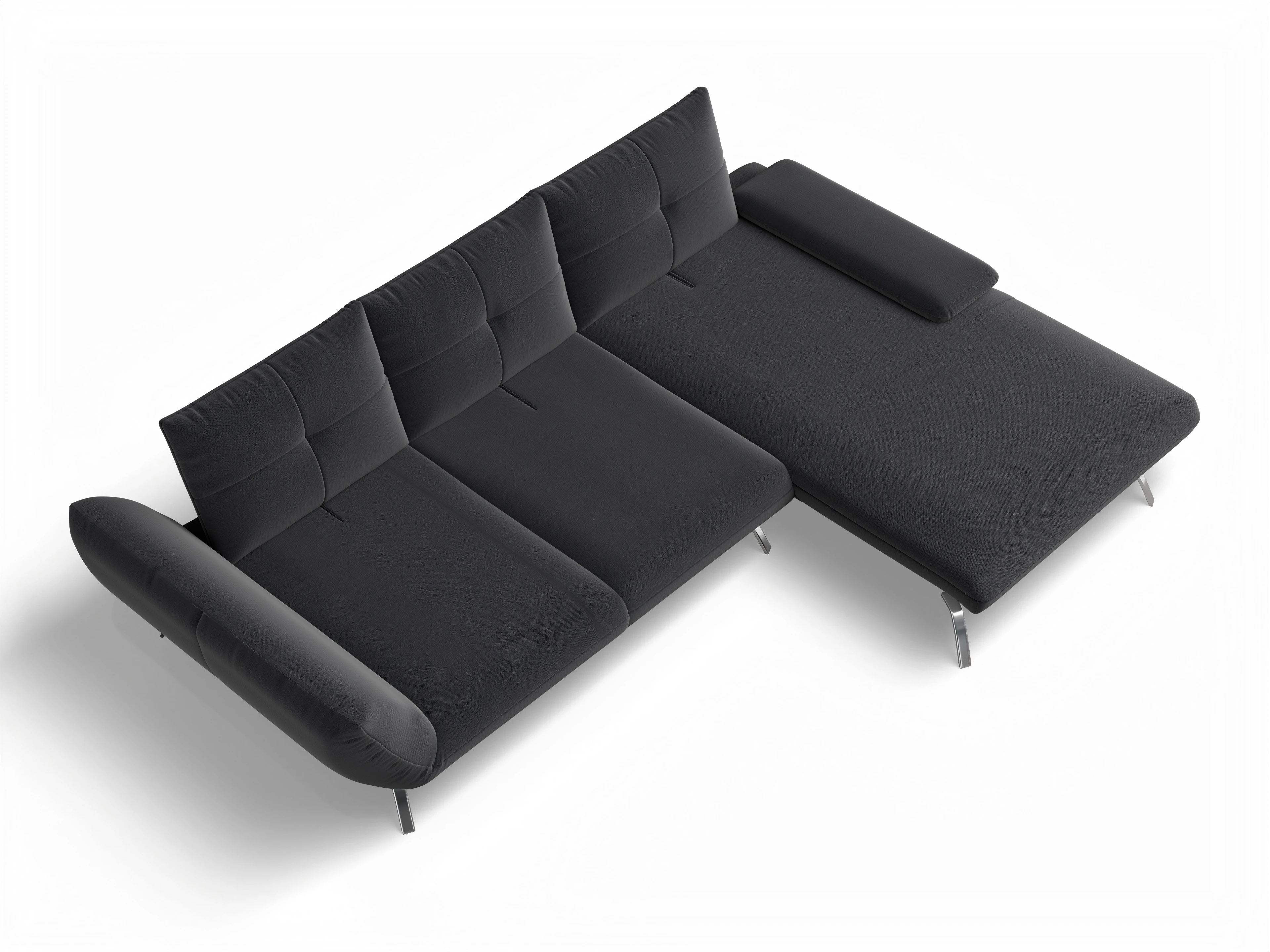 Ansicht des Produktes Dubai Ecksofa rechts Abschluss offen in Stoff Blau