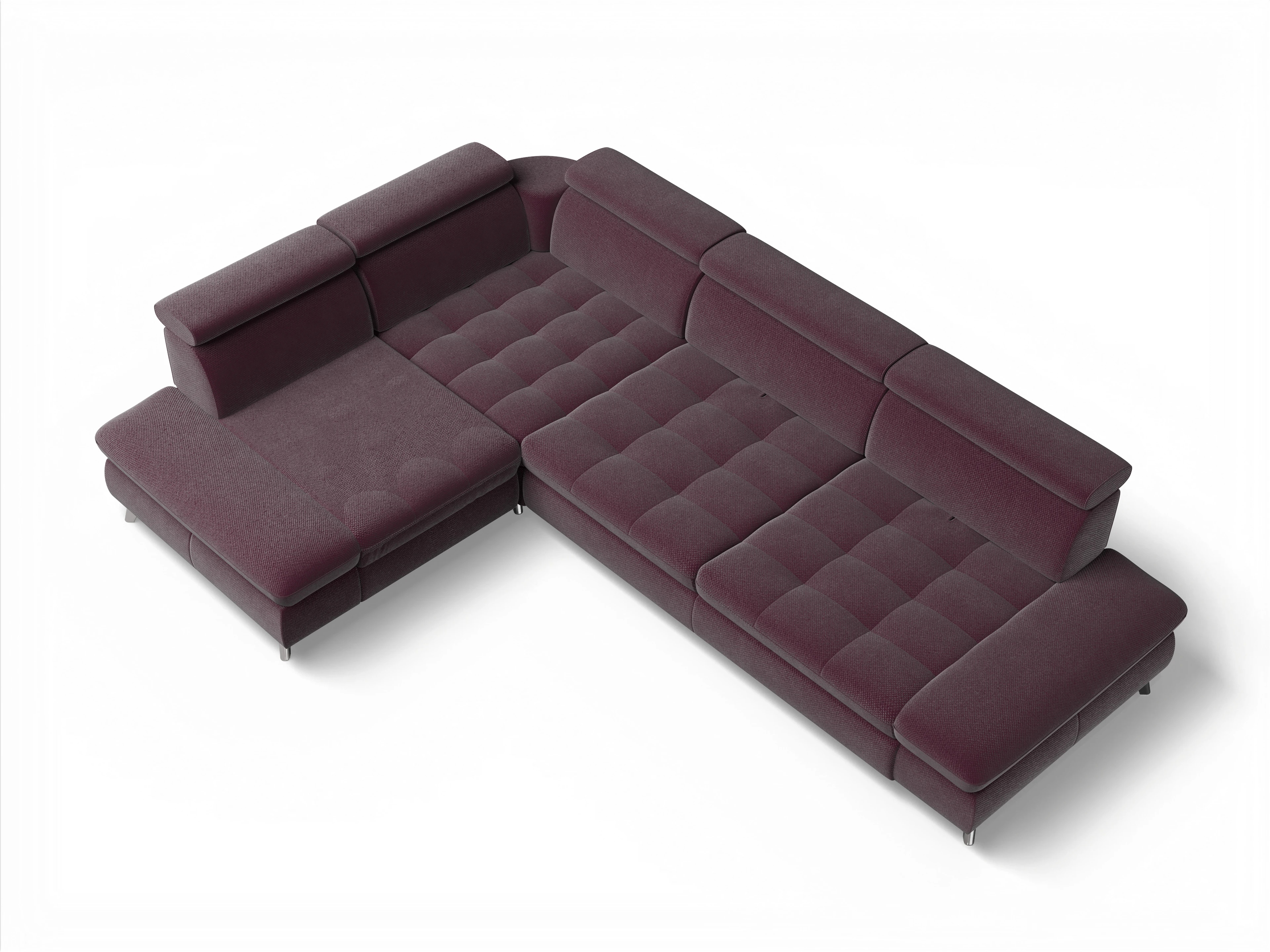 Ansicht des Produktes Memphis Stoff Ecksofa links mit Armlehne in Stoff Rot
