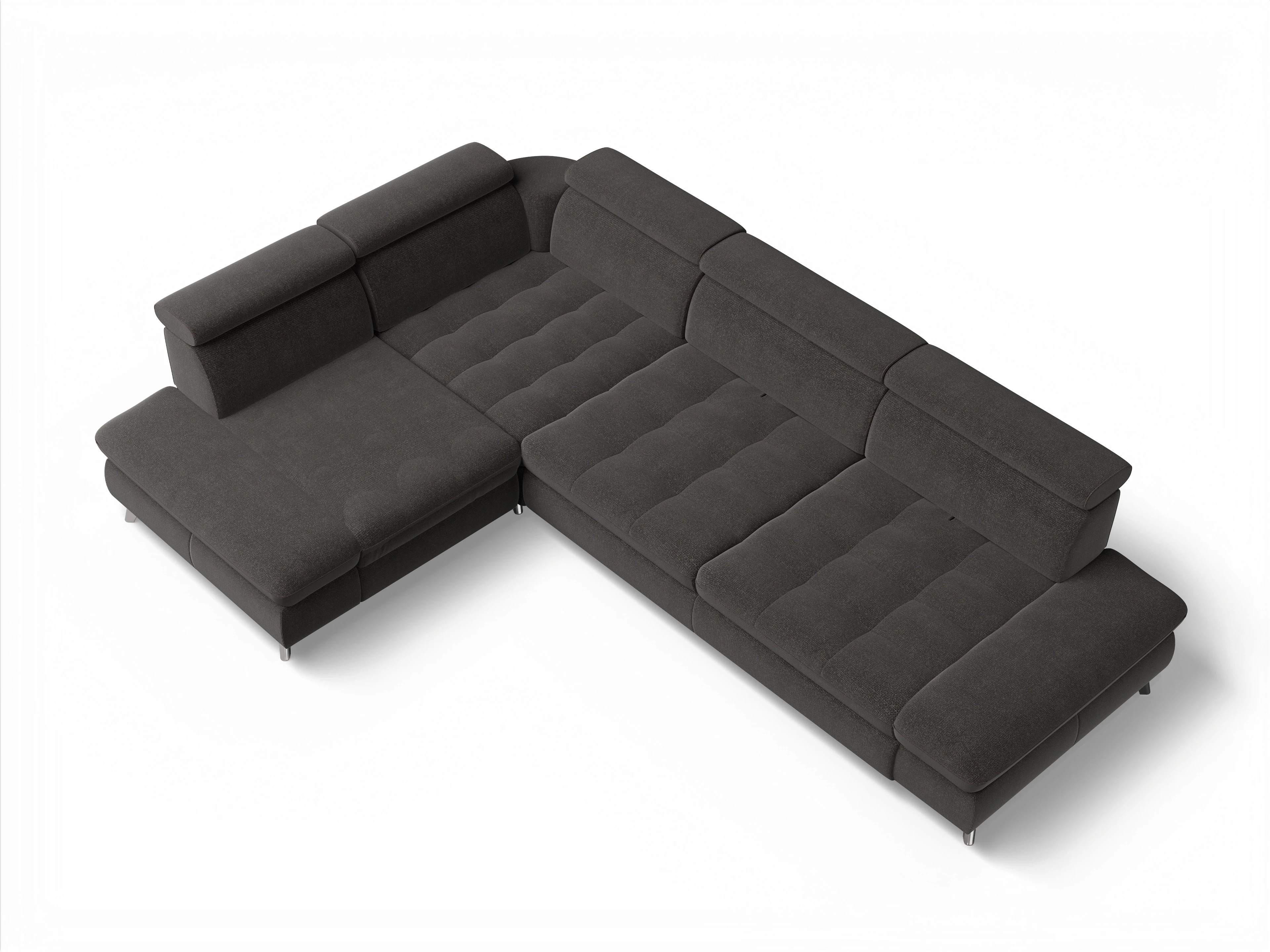 Ansicht des Produktes Memphis Stoff Ecksofa links mit Armlehne in Stoff Grau