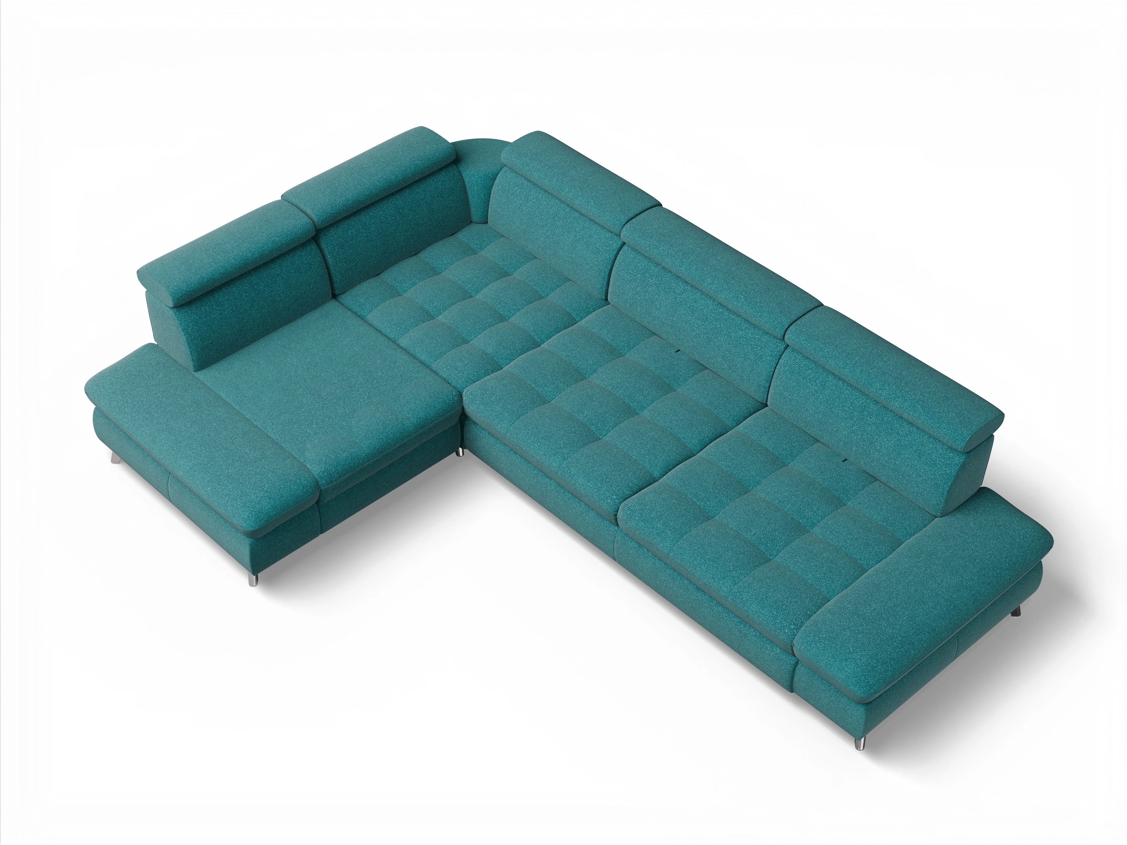 Ansicht des Produktes Memphis Stoff Ecksofa links mit Armlehne in Stoff Gelb