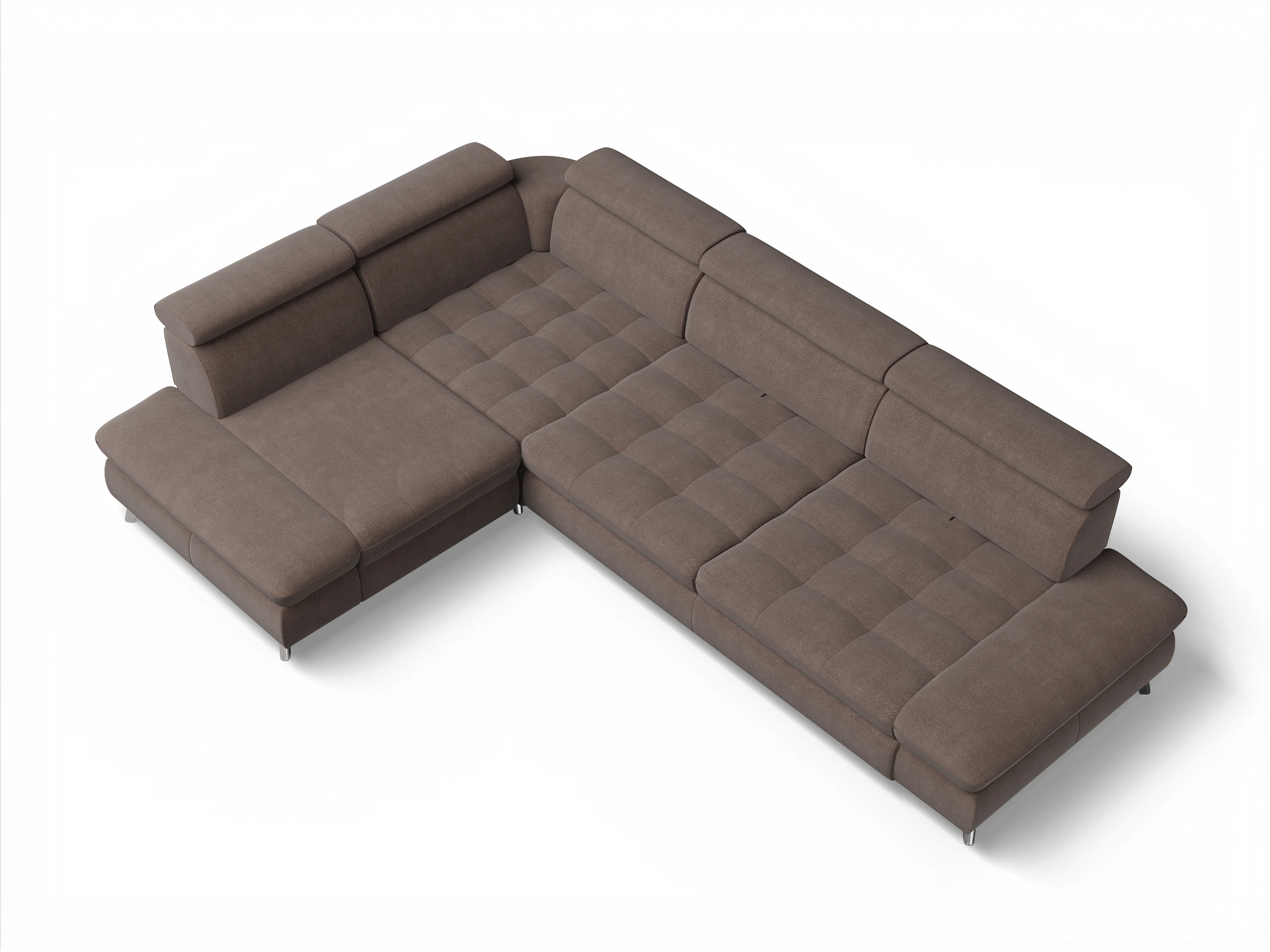 Ansicht des Produktes Memphis Stoff Ecksofa links mit Armlehne in Stoff Grau