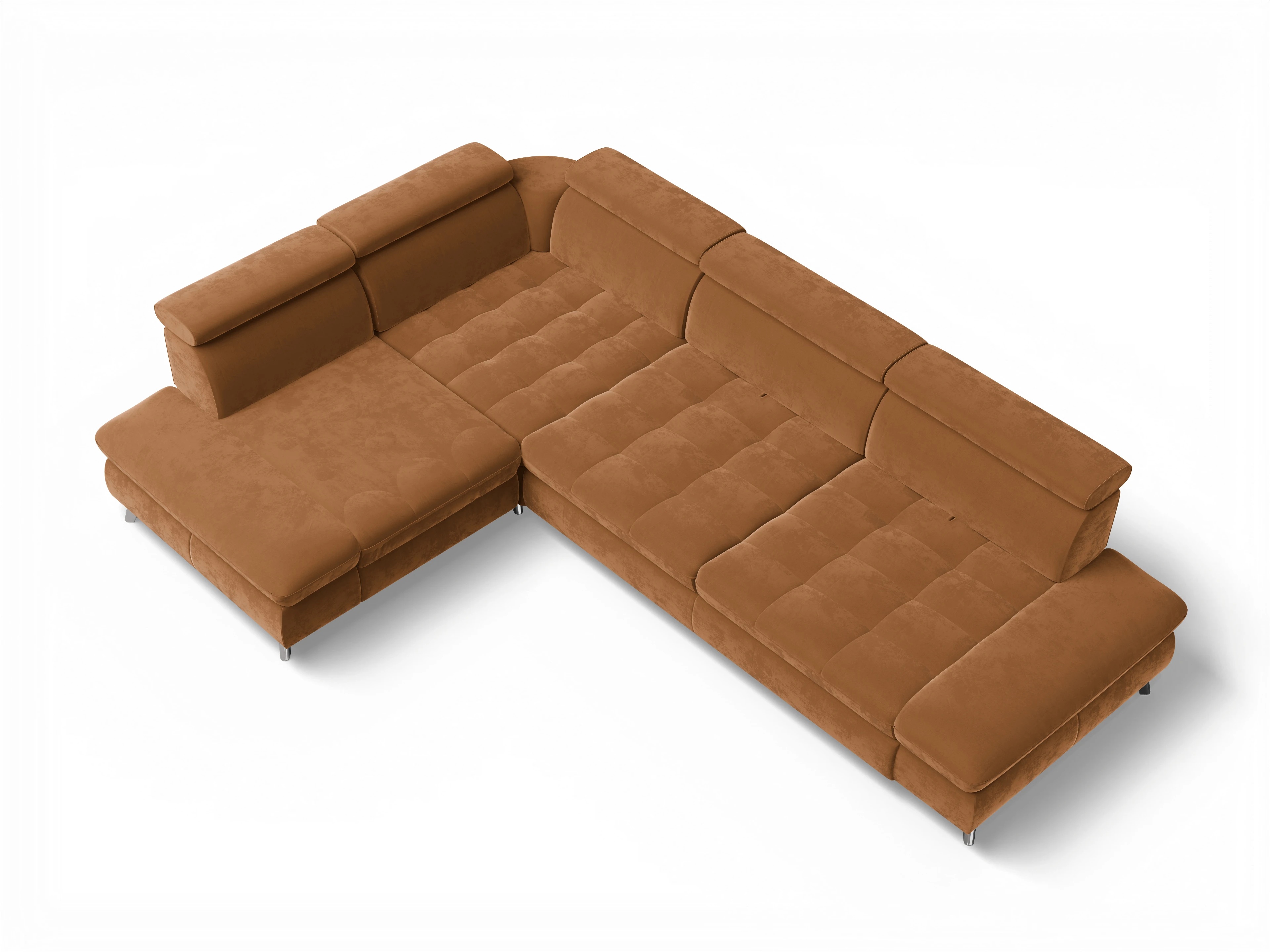 Ansicht des Produktes Memphis Stoff Ecksofa links mit Armlehne in Stoff Gelb