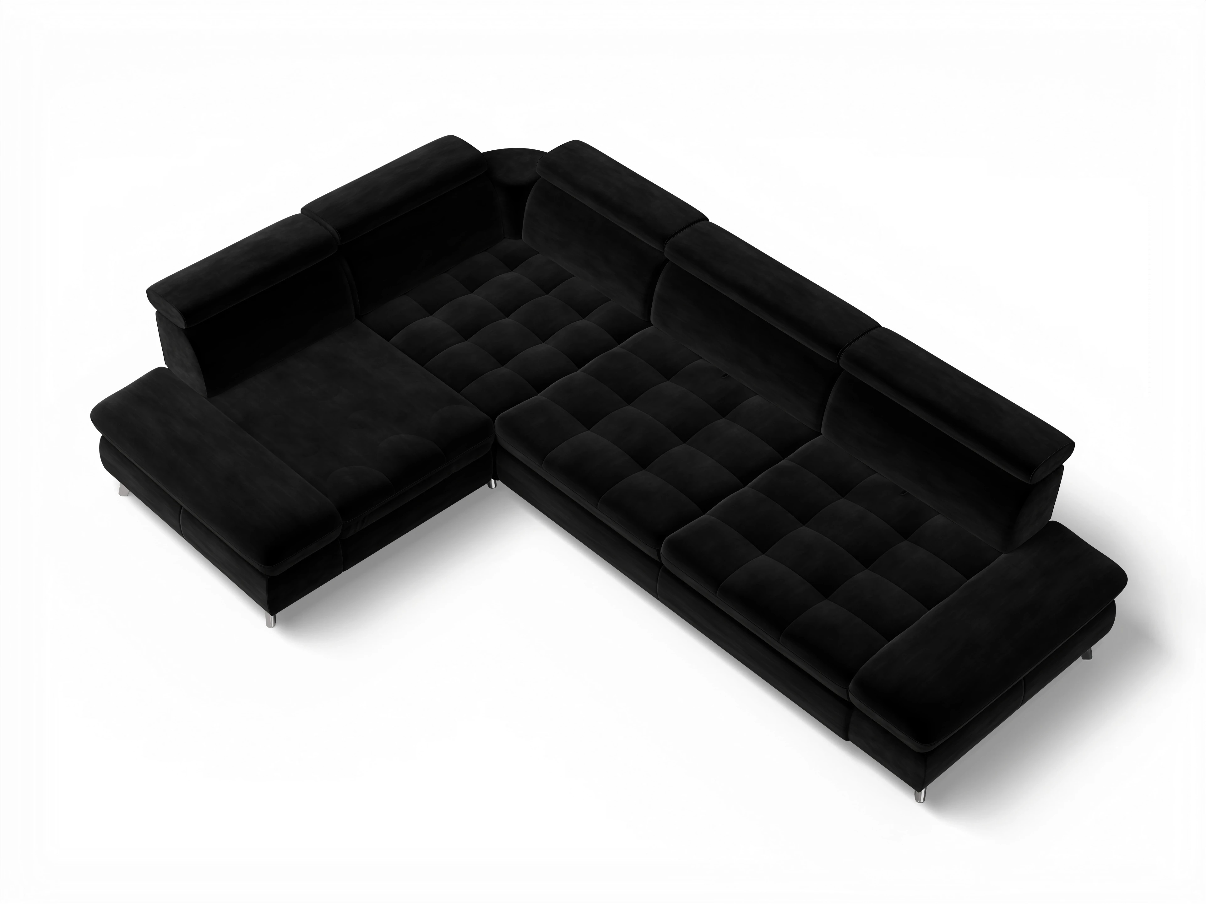 Ansicht des Produktes Memphis Stoff Ecksofa links mit Armlehne in Stoff Schwarz