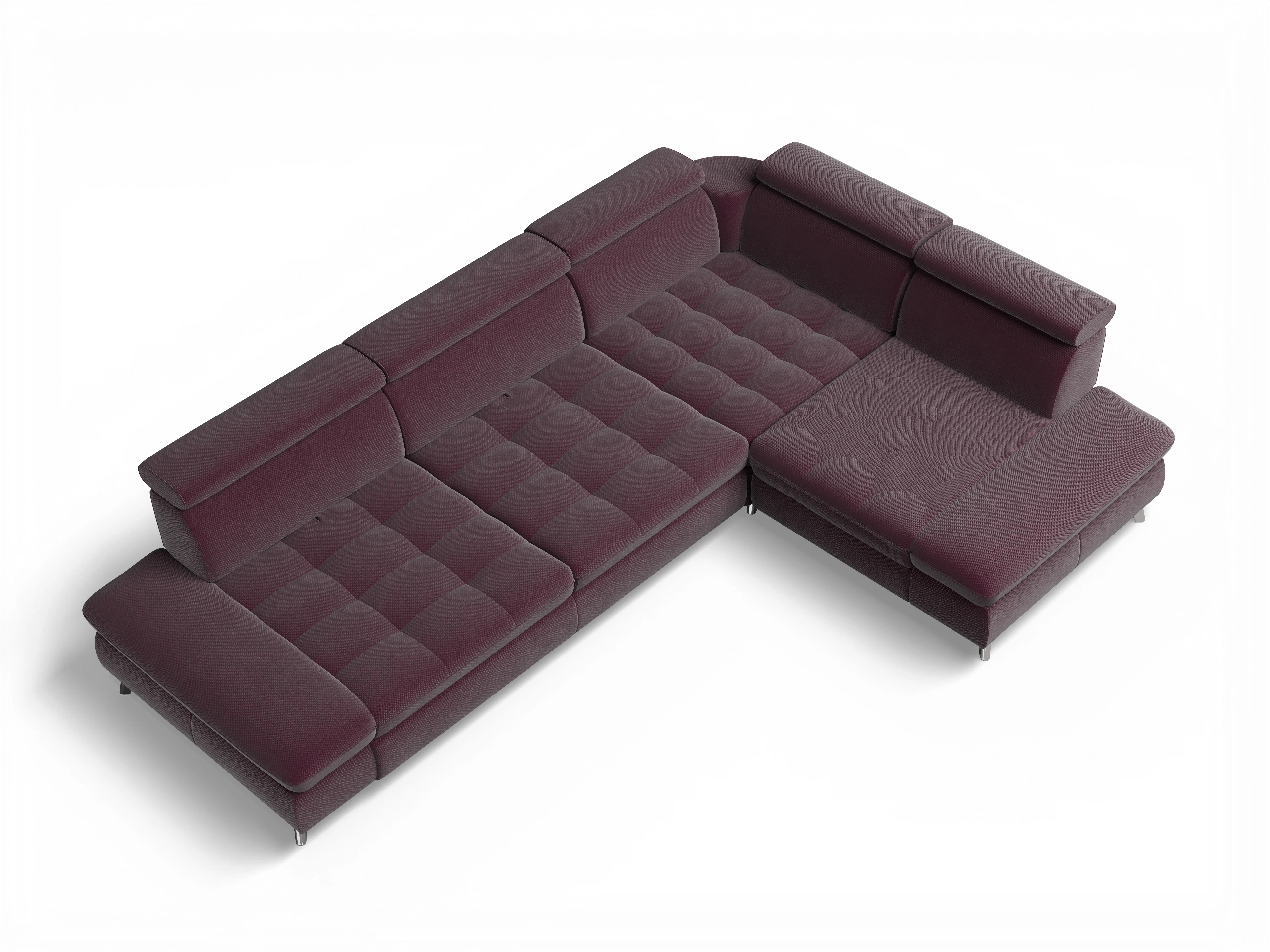 Ansicht des Produktes Memphis Stoff Ecksofa rechts mit Armlehne in Stoff Rot