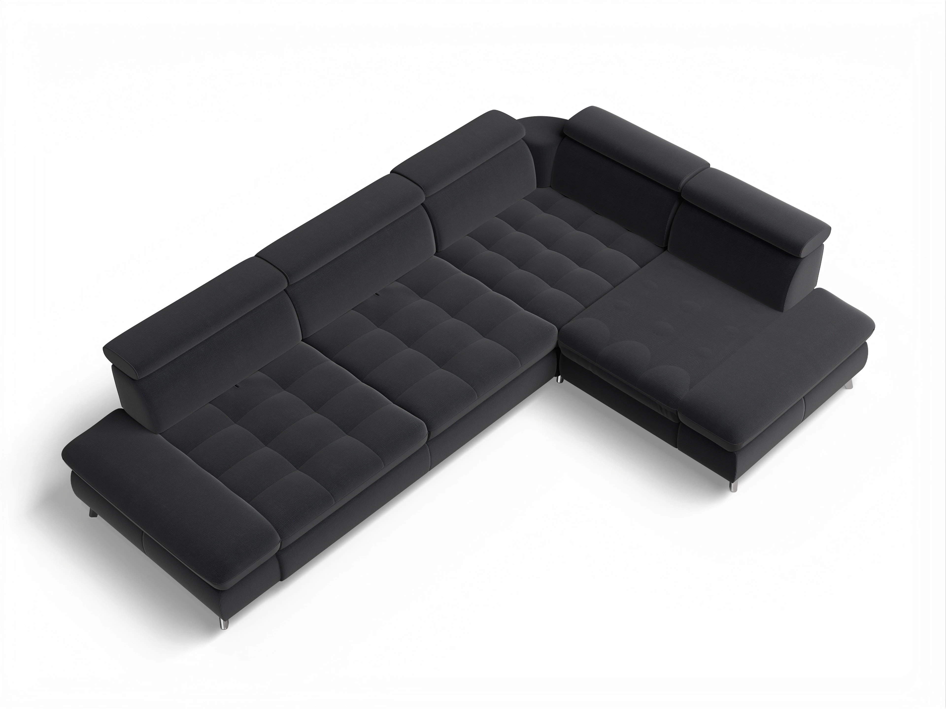 Ansicht des Produktes Memphis Stoff Ecksofa rechts mit Armlehne in Stoff Blau