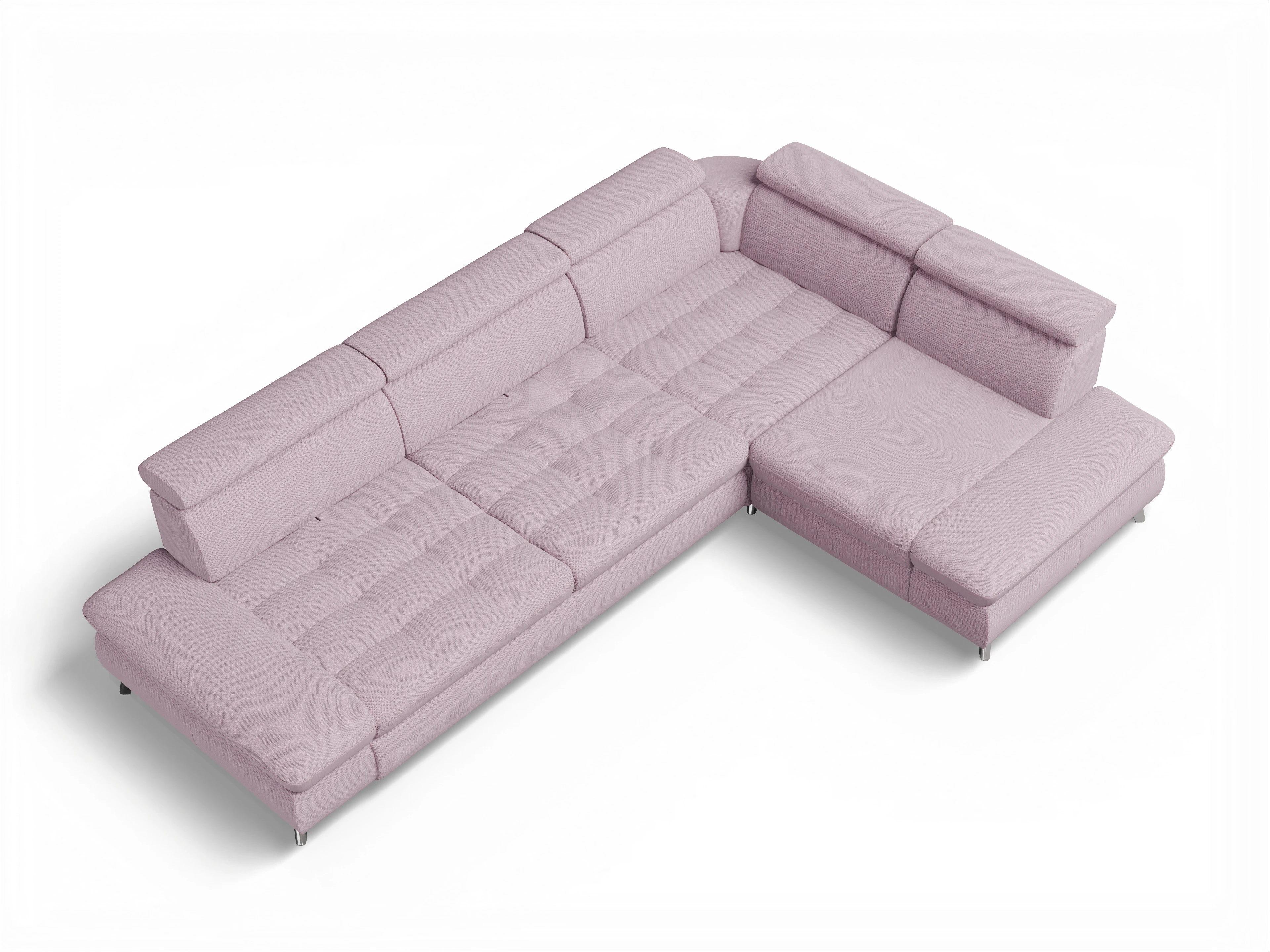 Ansicht des Produktes Memphis Stoff Ecksofa rechts mit Armlehne in Stoff Rosa