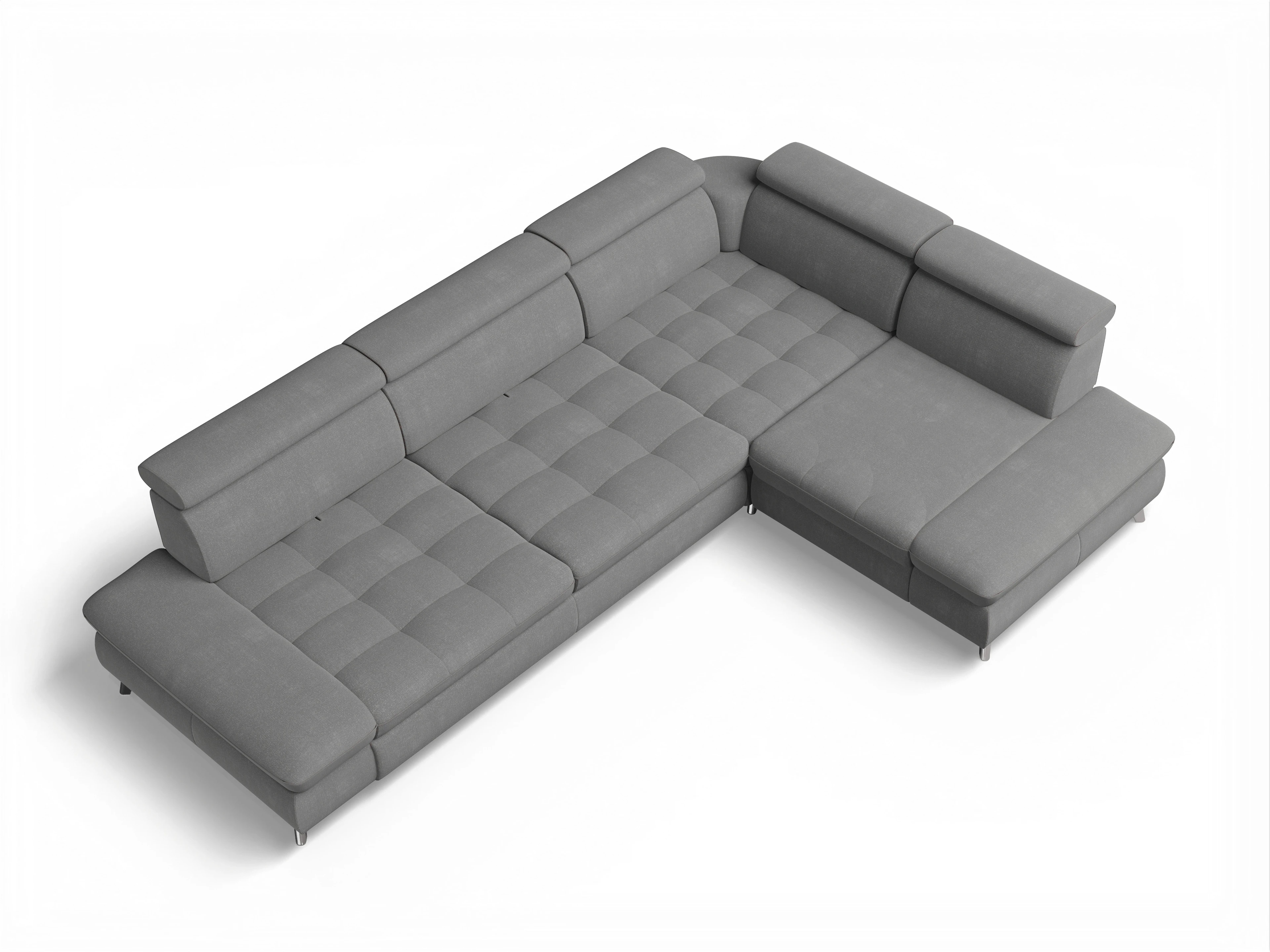 Ansicht des Produktes Memphis Stoff Ecksofa rechts mit Armlehne in Stoff Grau