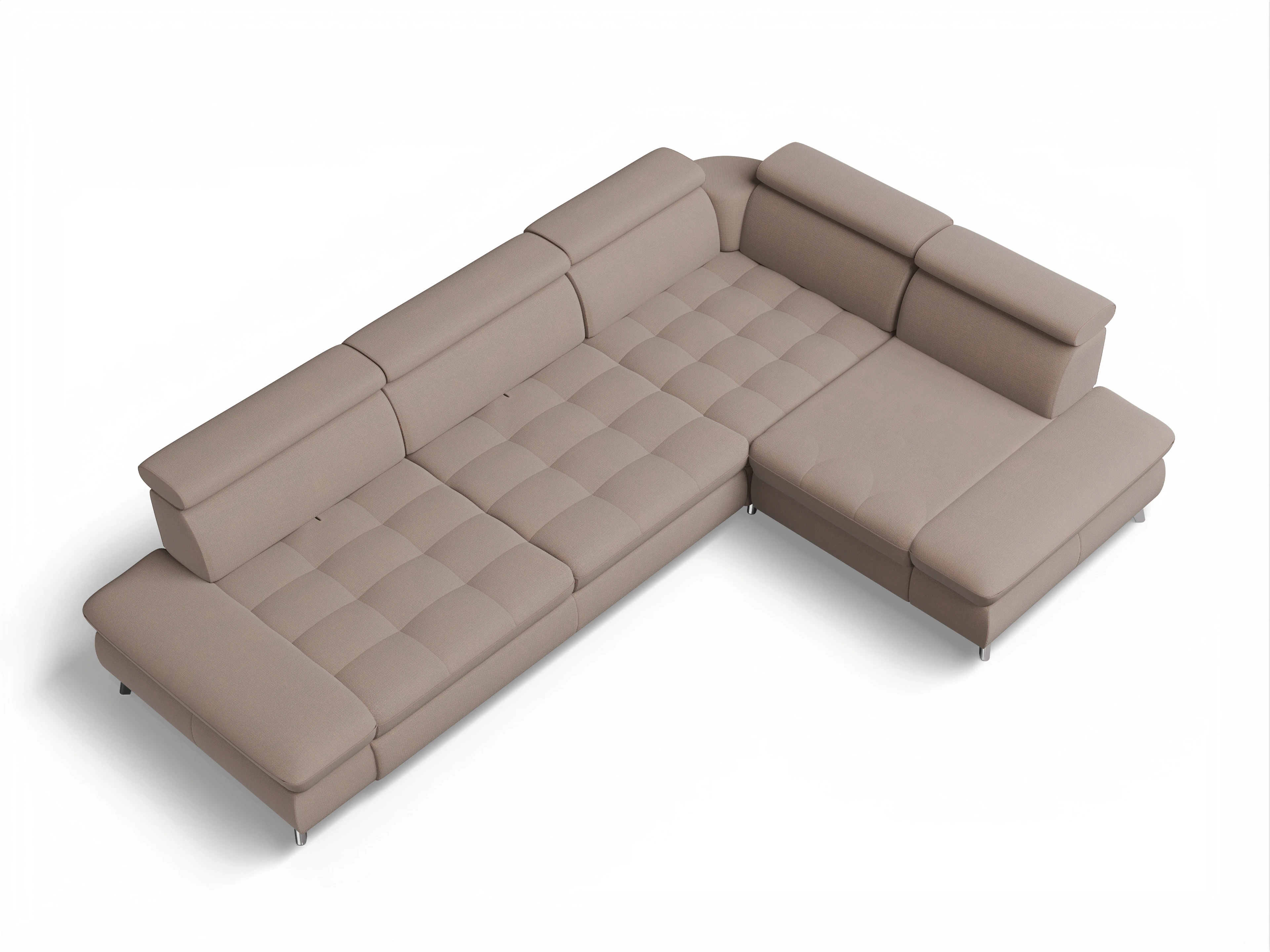 Ansicht des Produktes Memphis Stoff Ecksofa rechts mit Armlehne in Stoff Braun