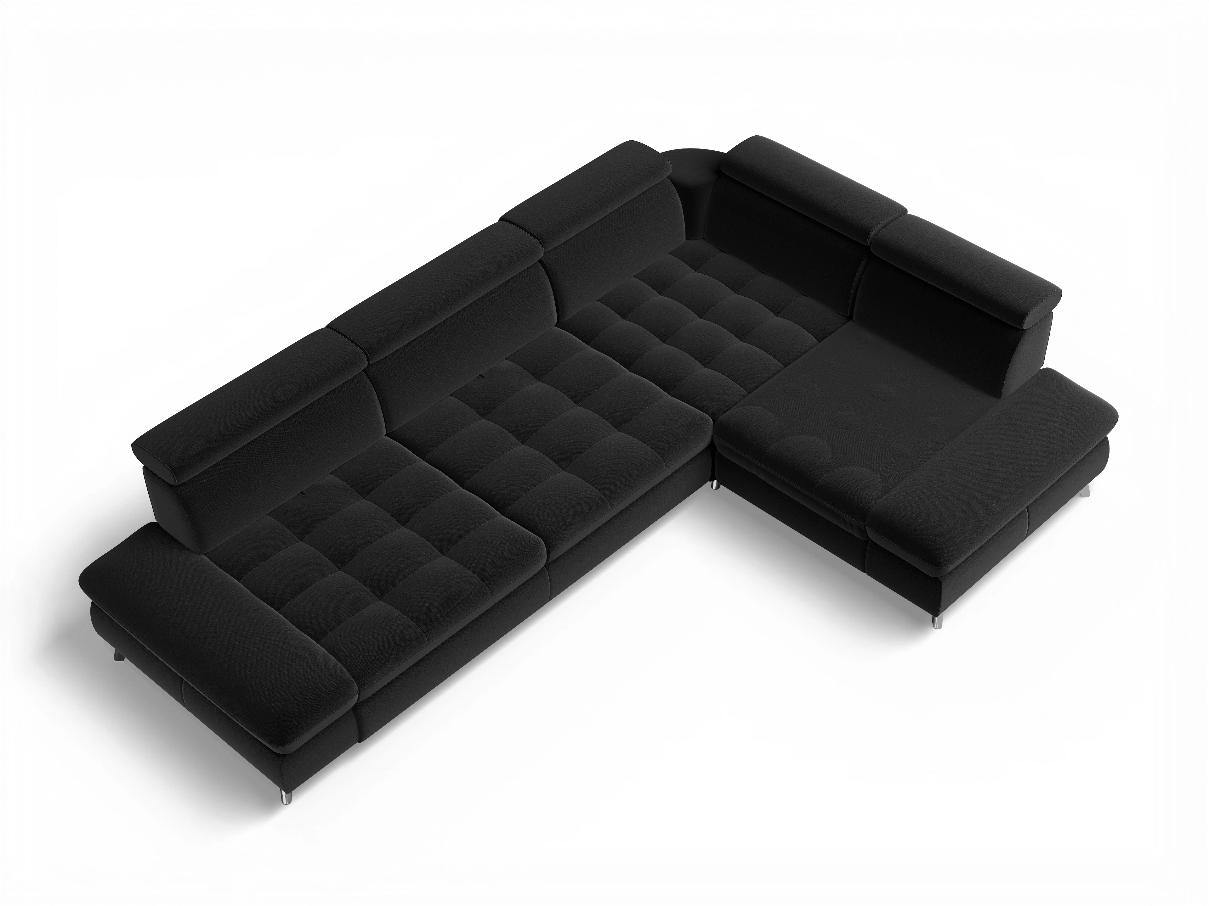 Ansicht des Produktes Memphis Stoff Ecksofa rechts mit Armlehne in Stoff Schwarz
