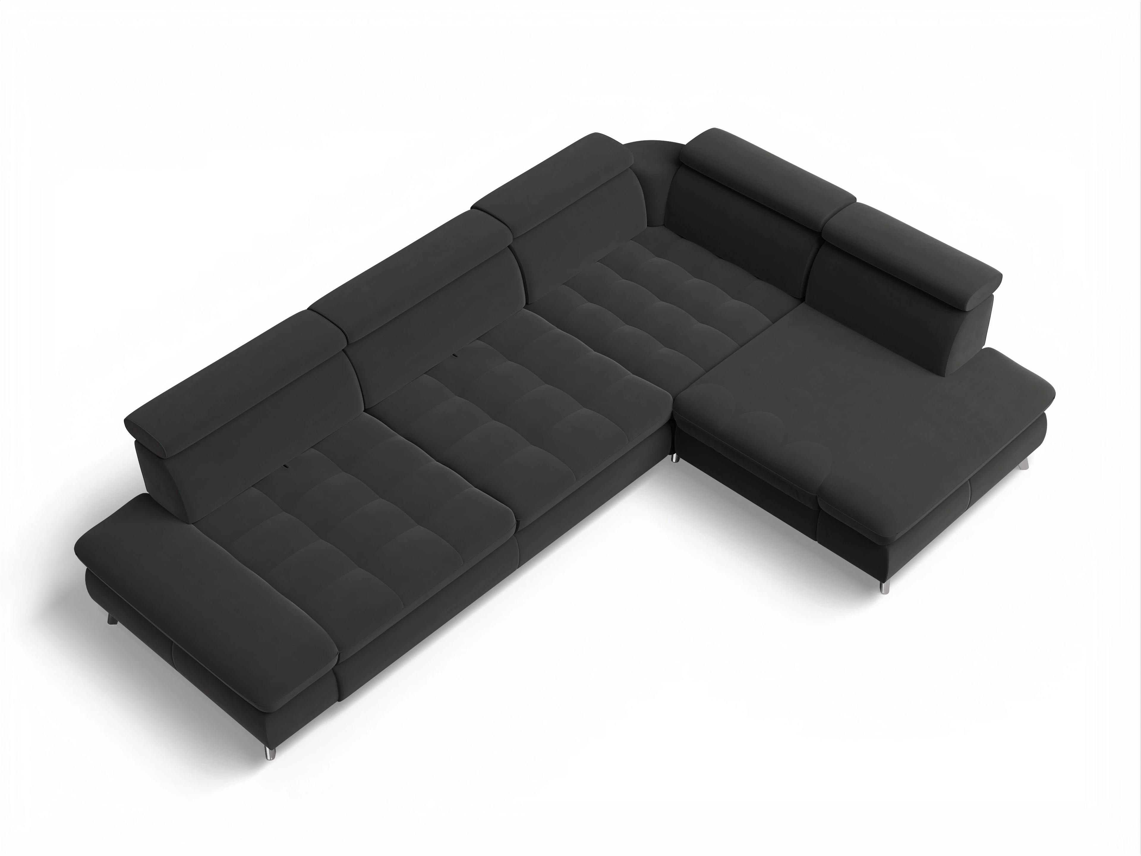 Ansicht des Produktes Memphis Stoff Ecksofa rechts mit Armlehne in Stoff Grau