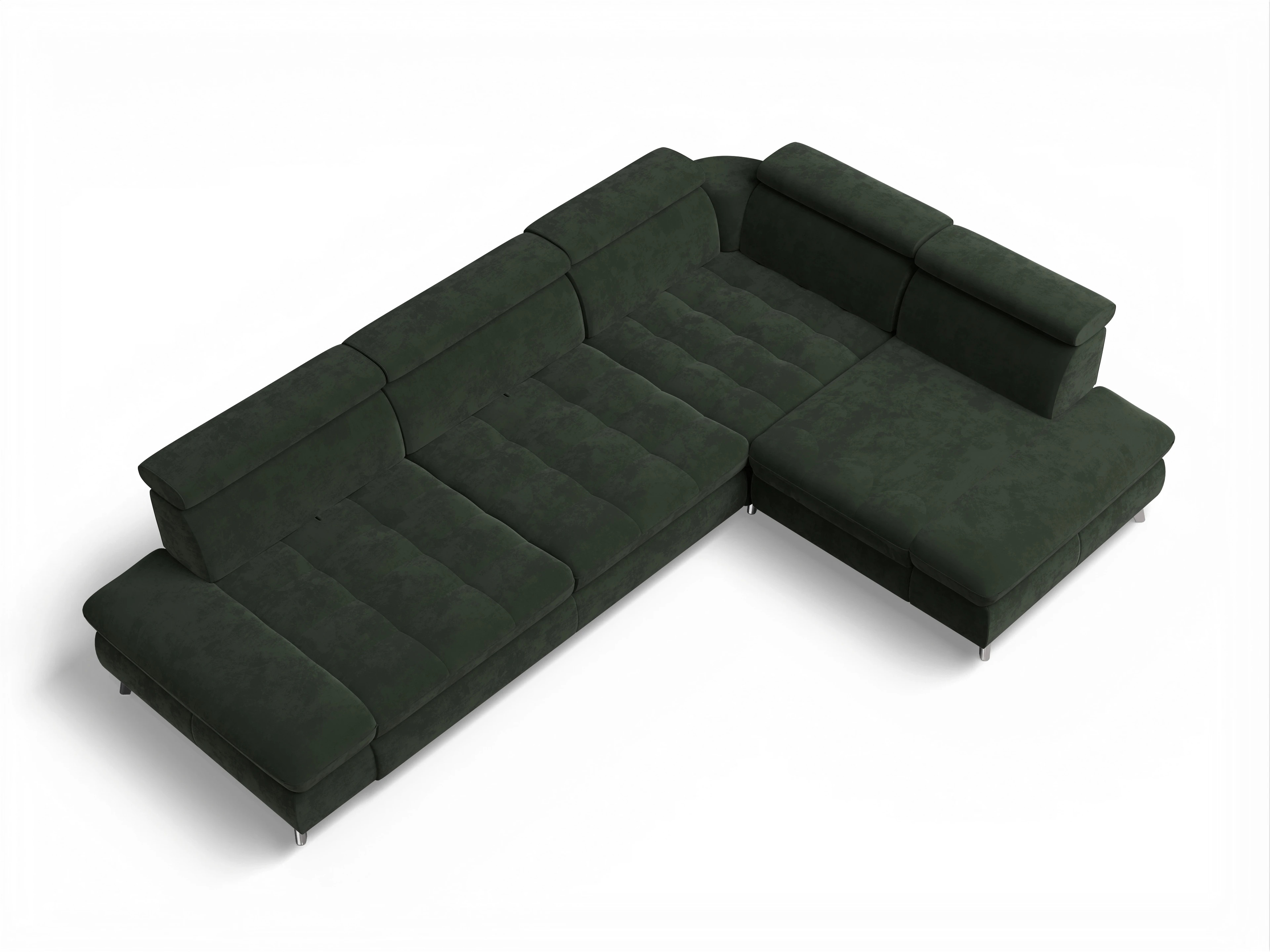 Ansicht des Produktes Memphis Stoff Ecksofa rechts mit Armlehne in Stoff Grün