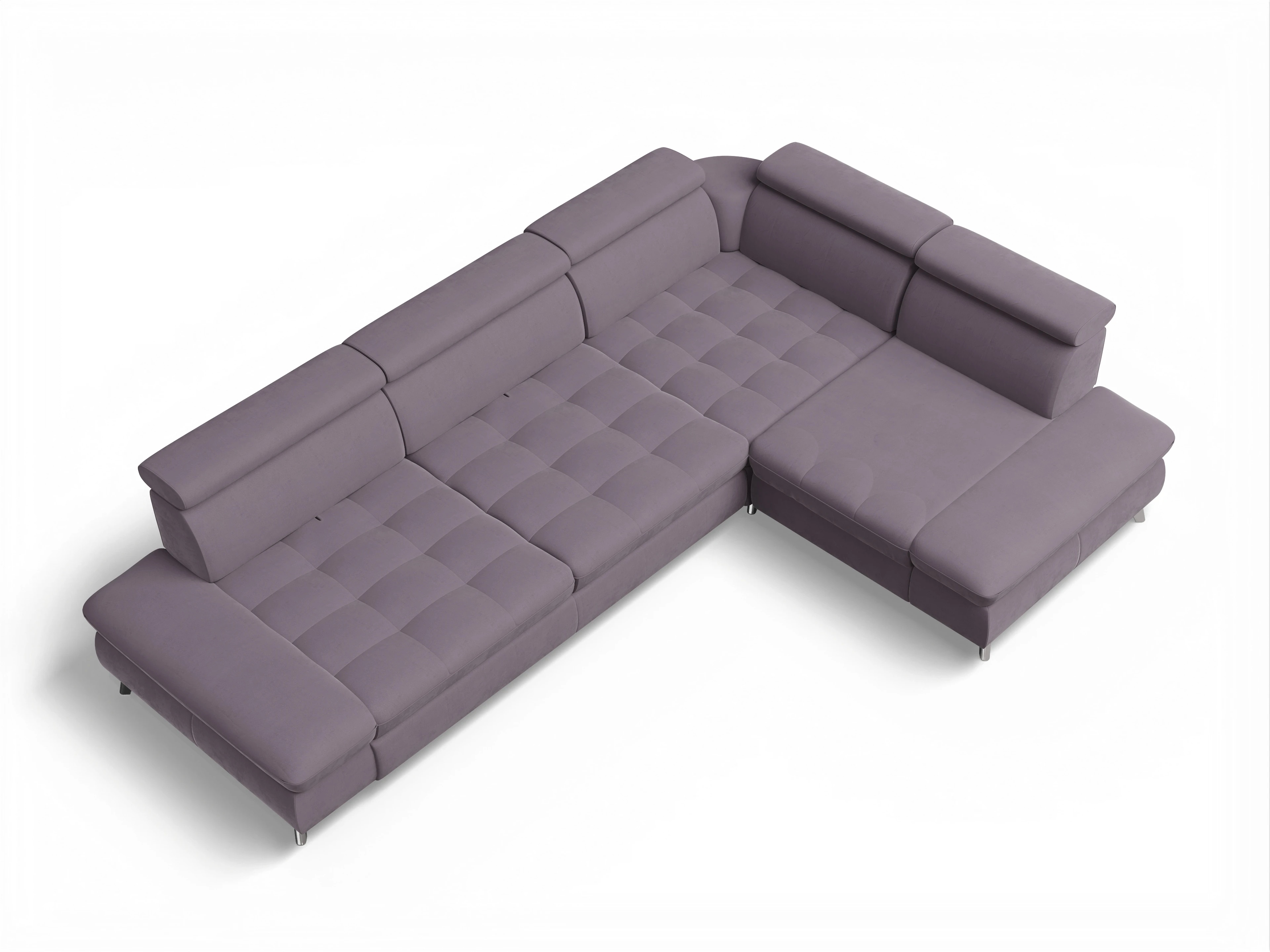 Ansicht des Produktes Memphis Stoff Ecksofa rechts mit Armlehne in Stoff Lila