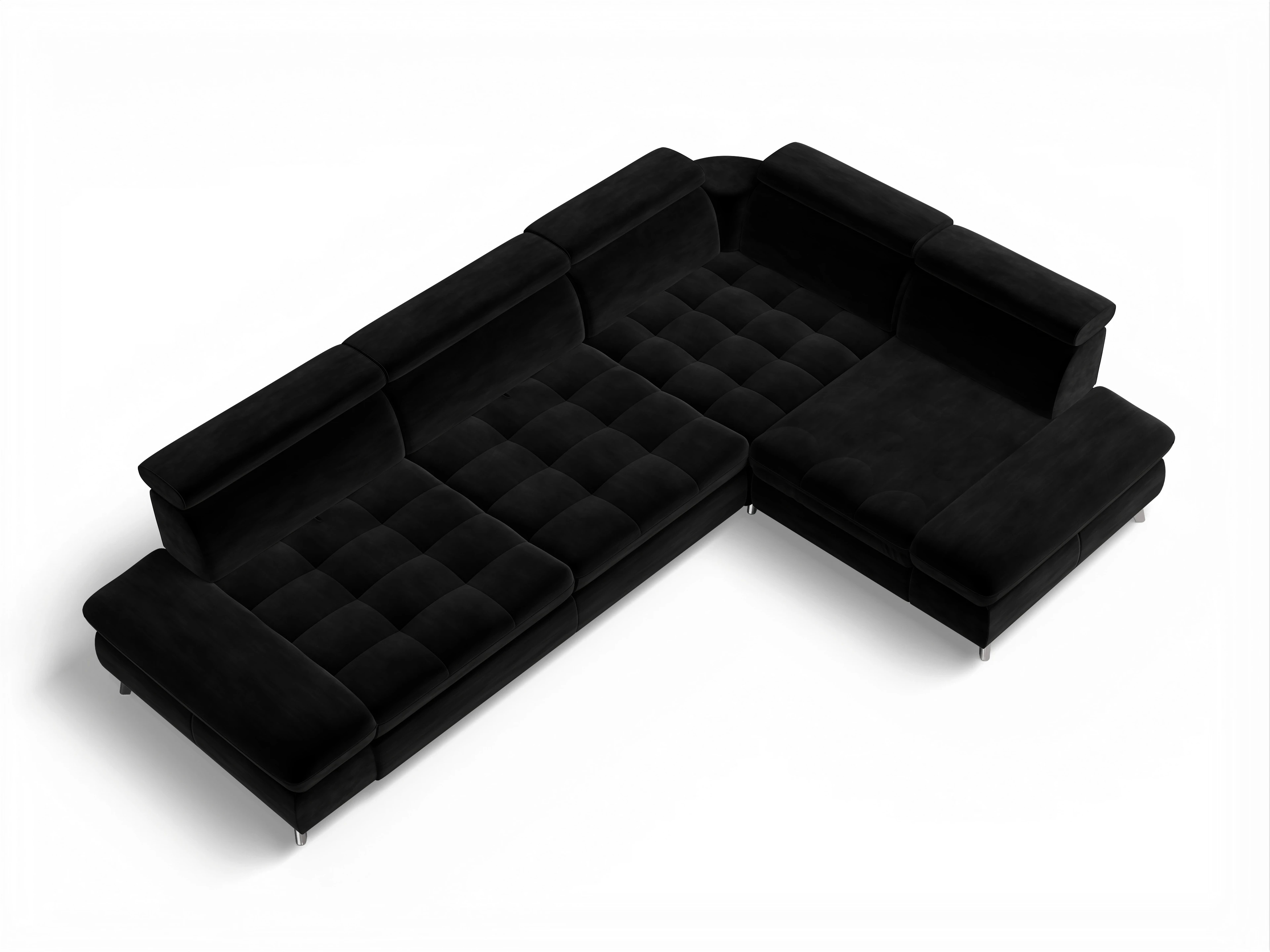 Ansicht des Produktes Memphis Stoff Ecksofa rechts mit Armlehne in Stoff Schwarz
