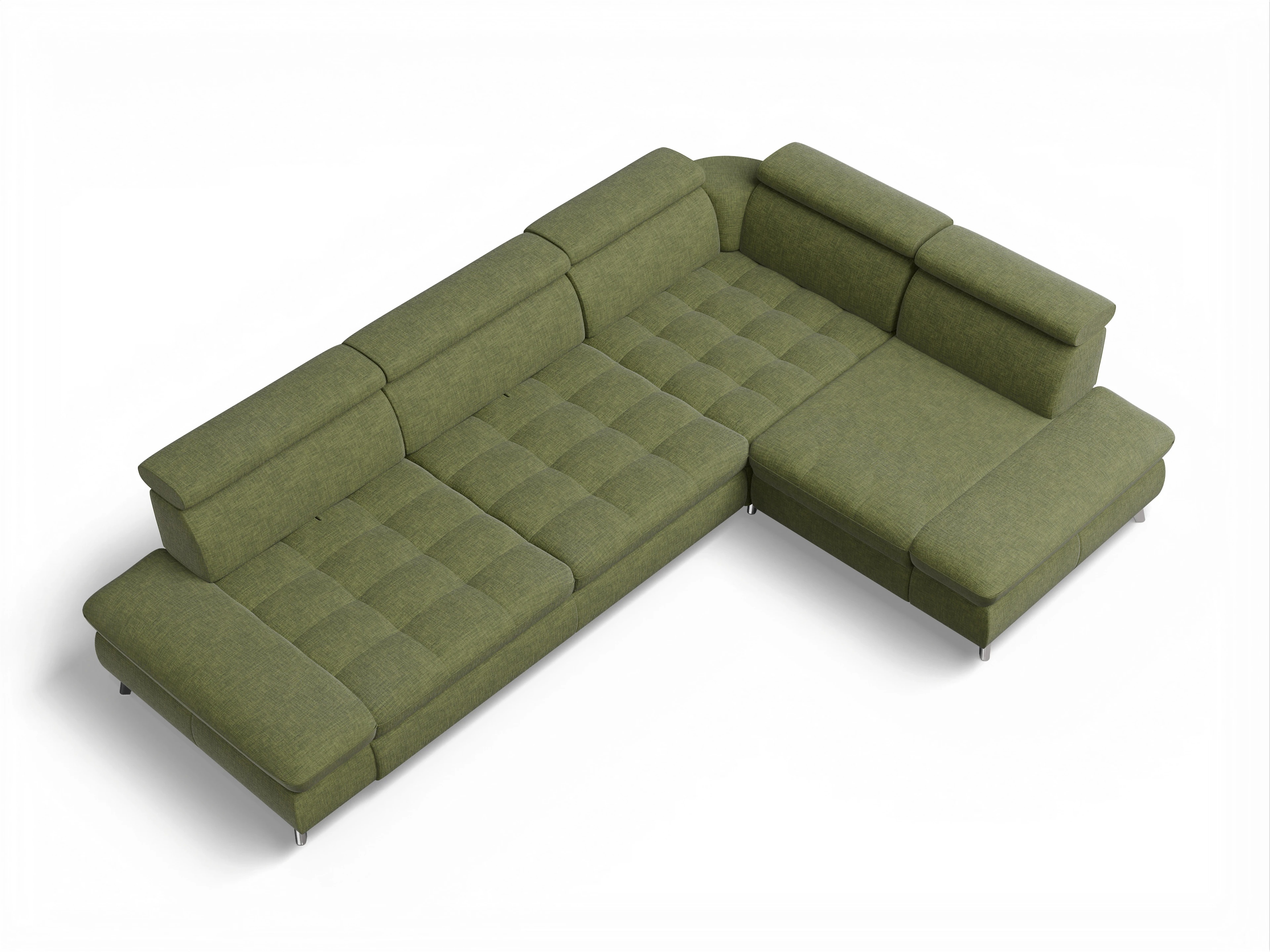Ansicht des Produktes Memphis Stoff Ecksofa rechts mit Armlehne in Stoff Grün