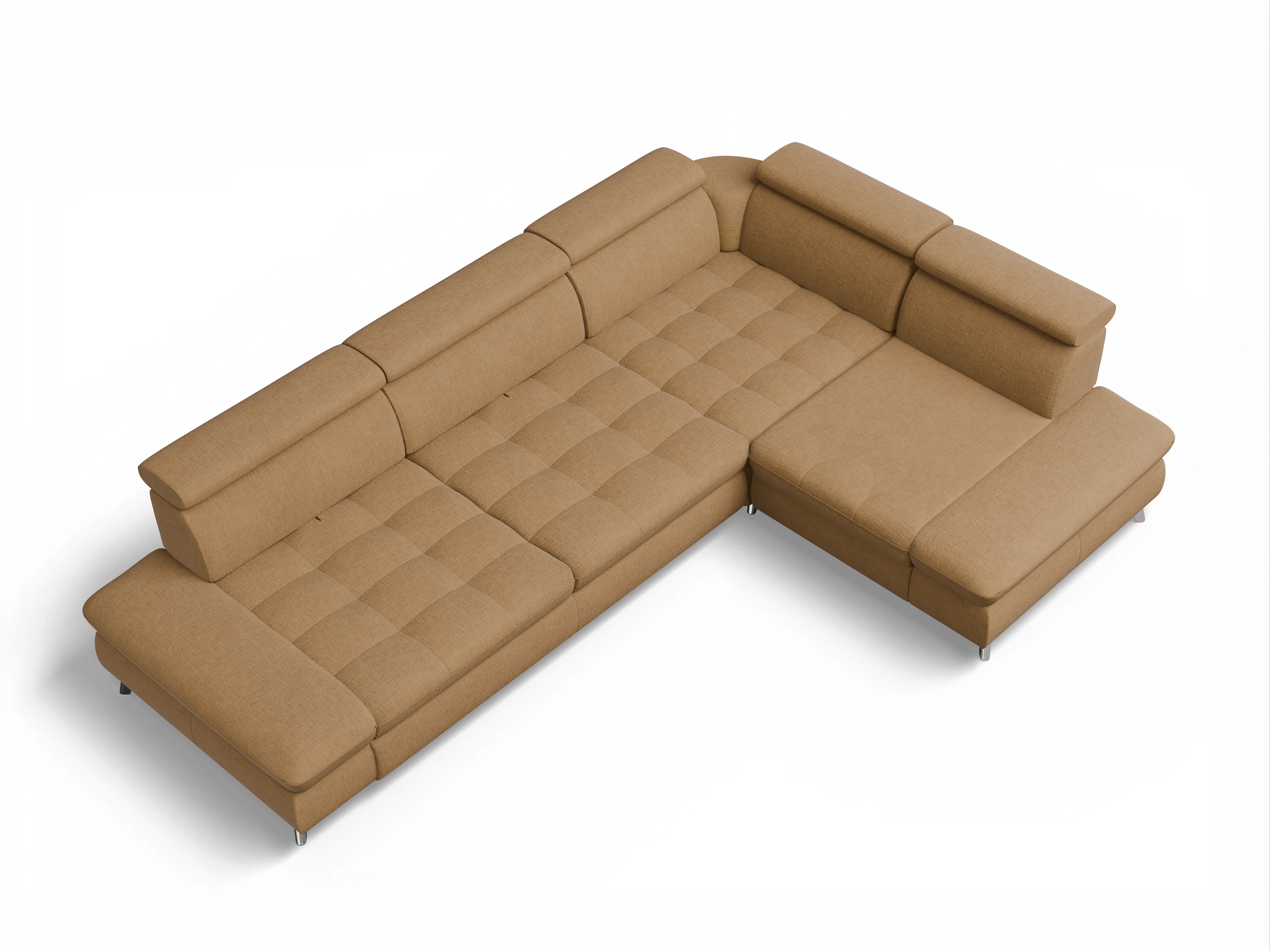 Ansicht des Produktes Memphis Stoff Ecksofa rechts mit Armlehne in Stoff Orange