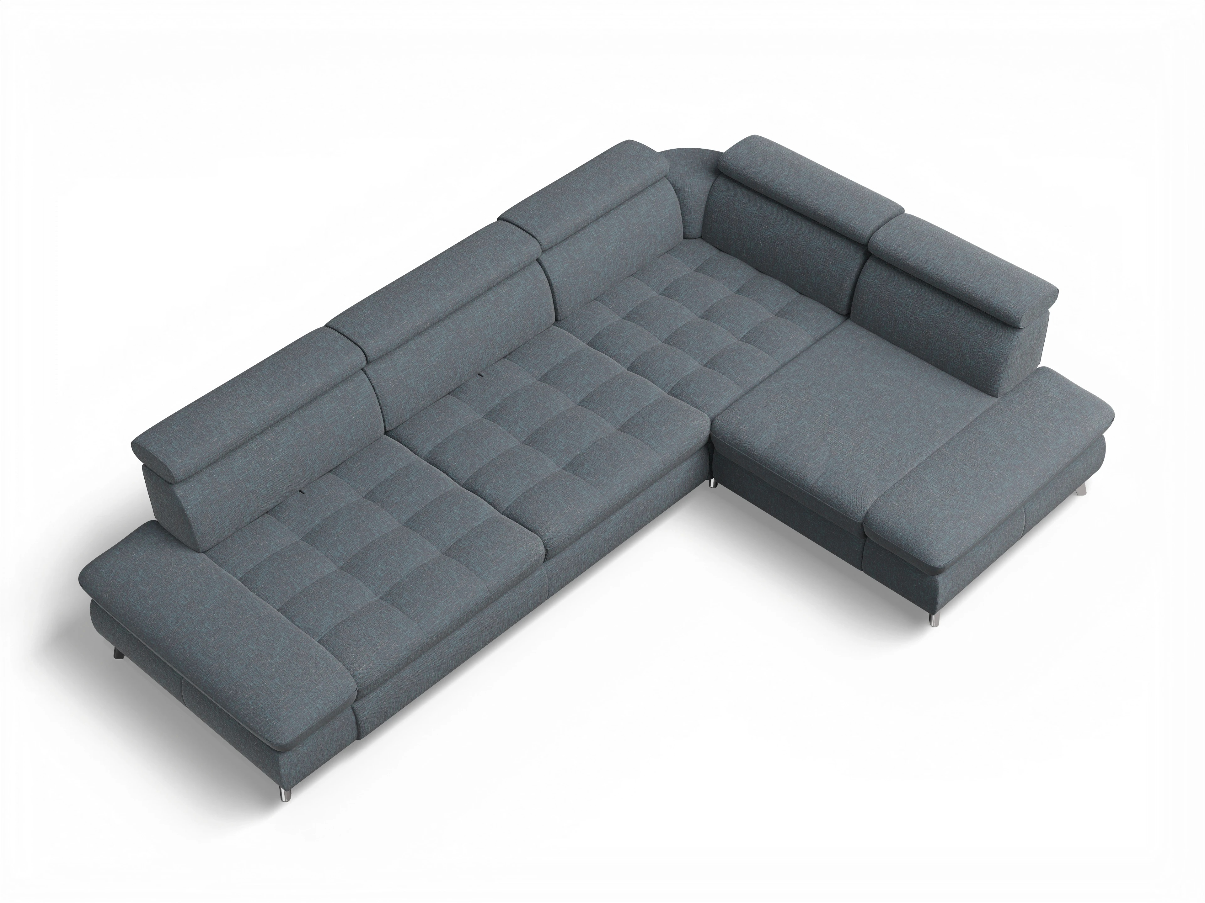 Ansicht des Produktes Memphis Stoff Ecksofa rechts mit Armlehne in Stoff Grau