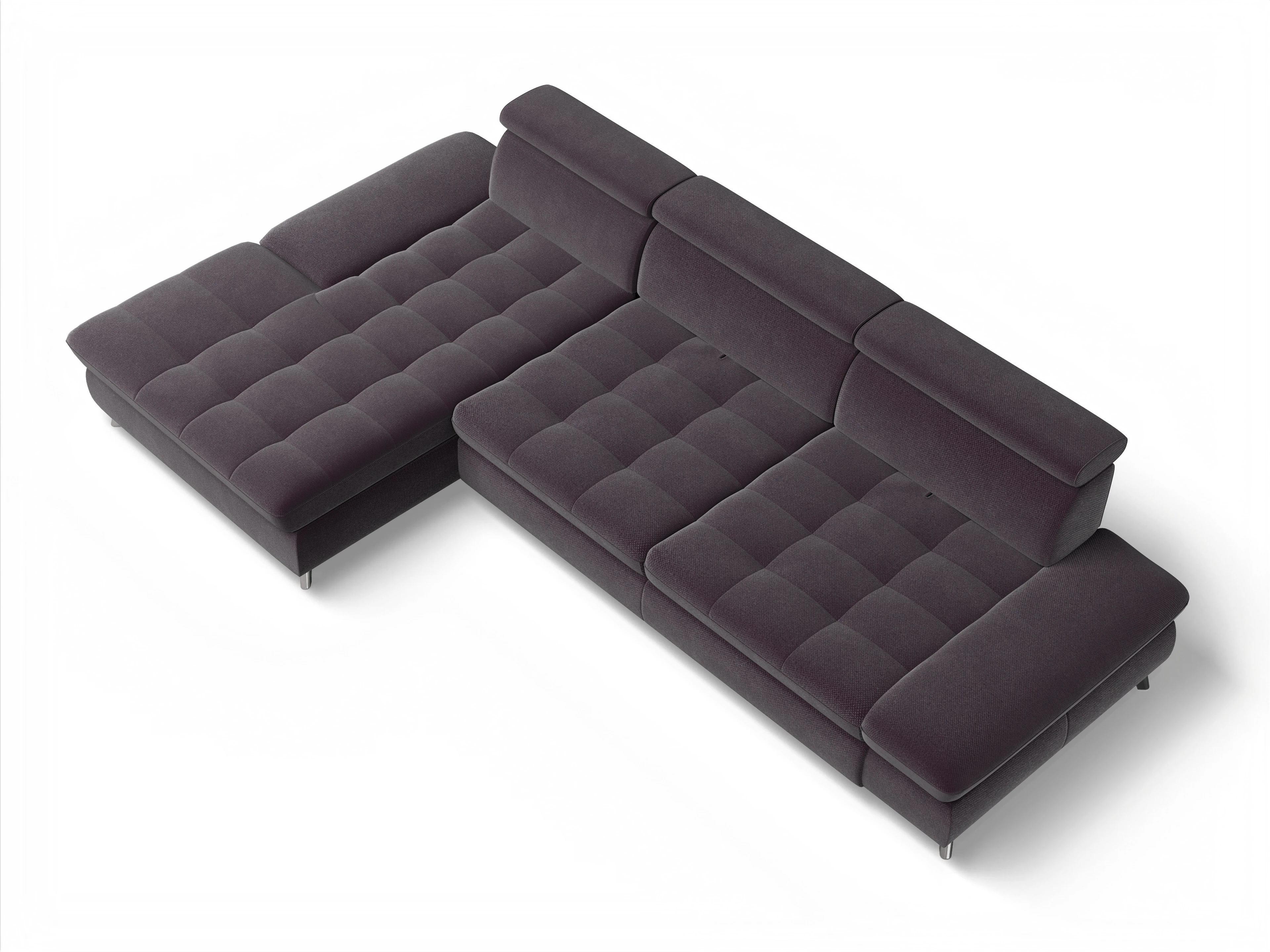 Ansicht des Produktes Memphis Stoff Ecksofa links Abschluss offen in Stoff Rot