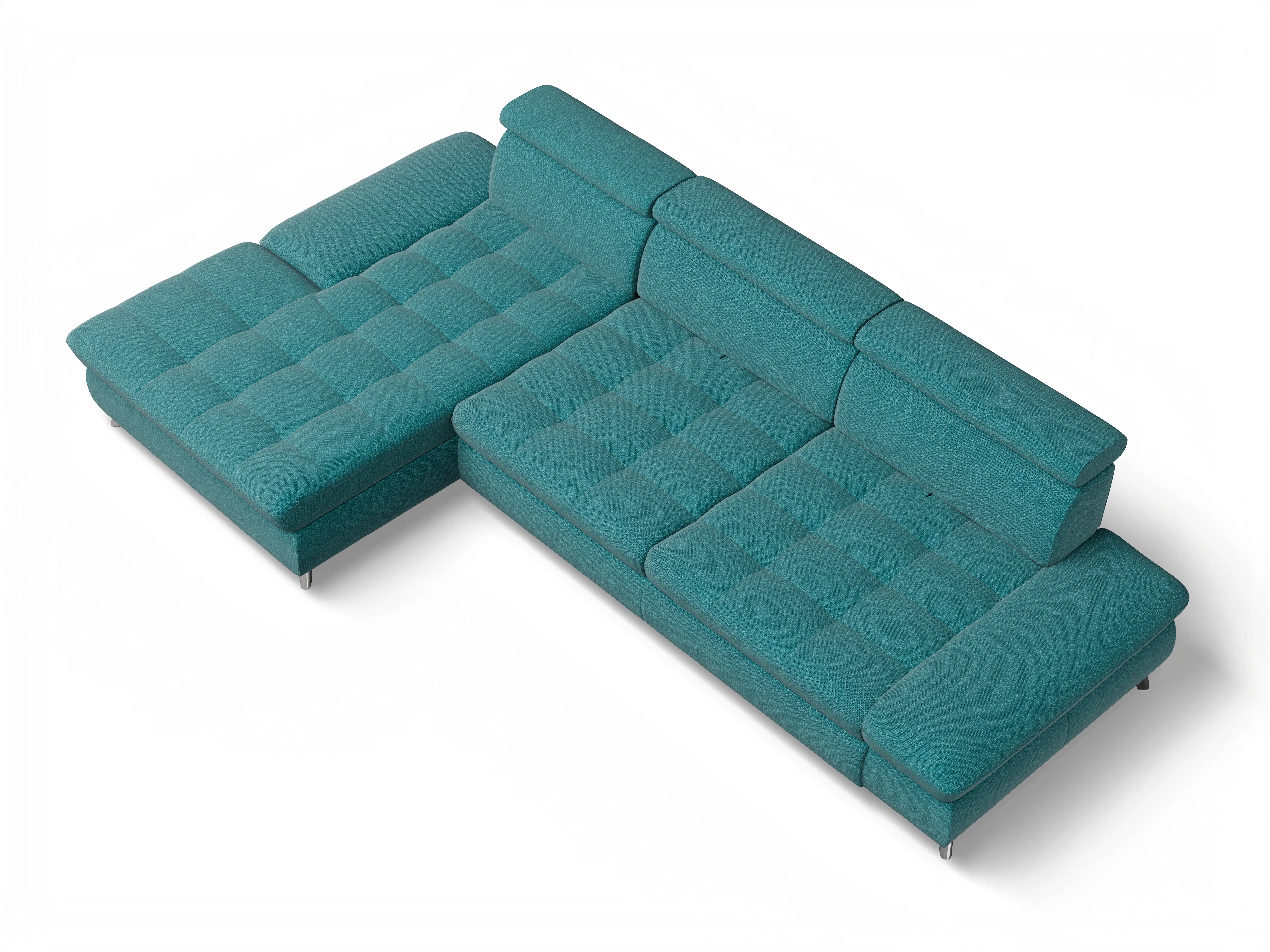 Ansicht des Produktes Memphis Stoff Ecksofa links Abschluss offen in Stoff Gelb