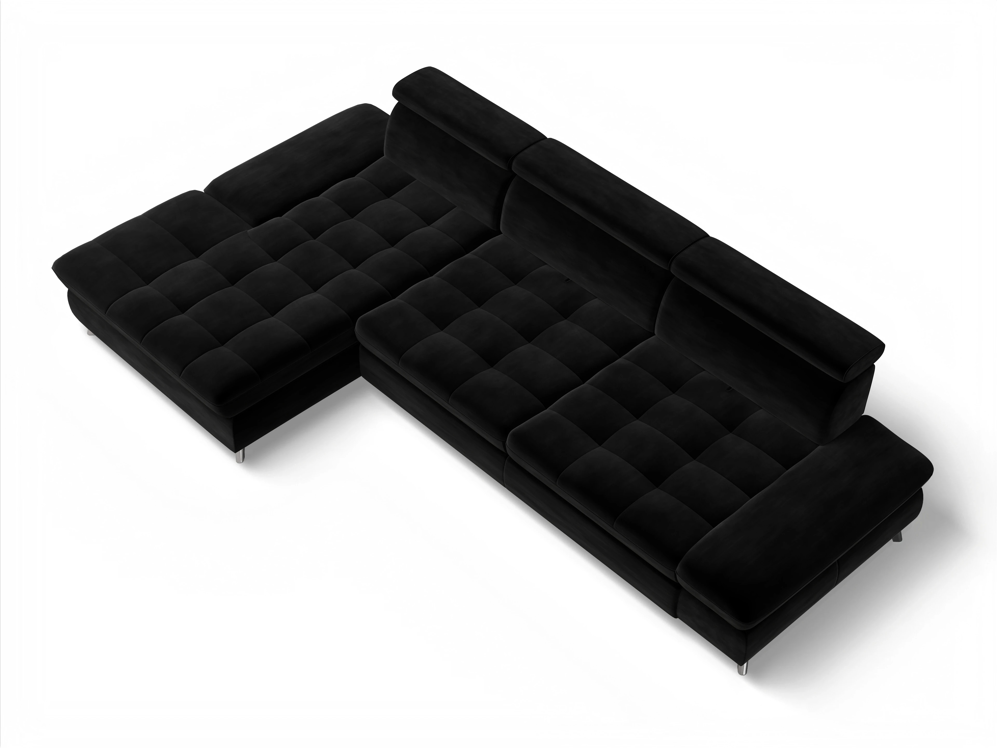 Ansicht des Produktes Memphis Stoff Ecksofa links Abschluss offen in Stoff Schwarz