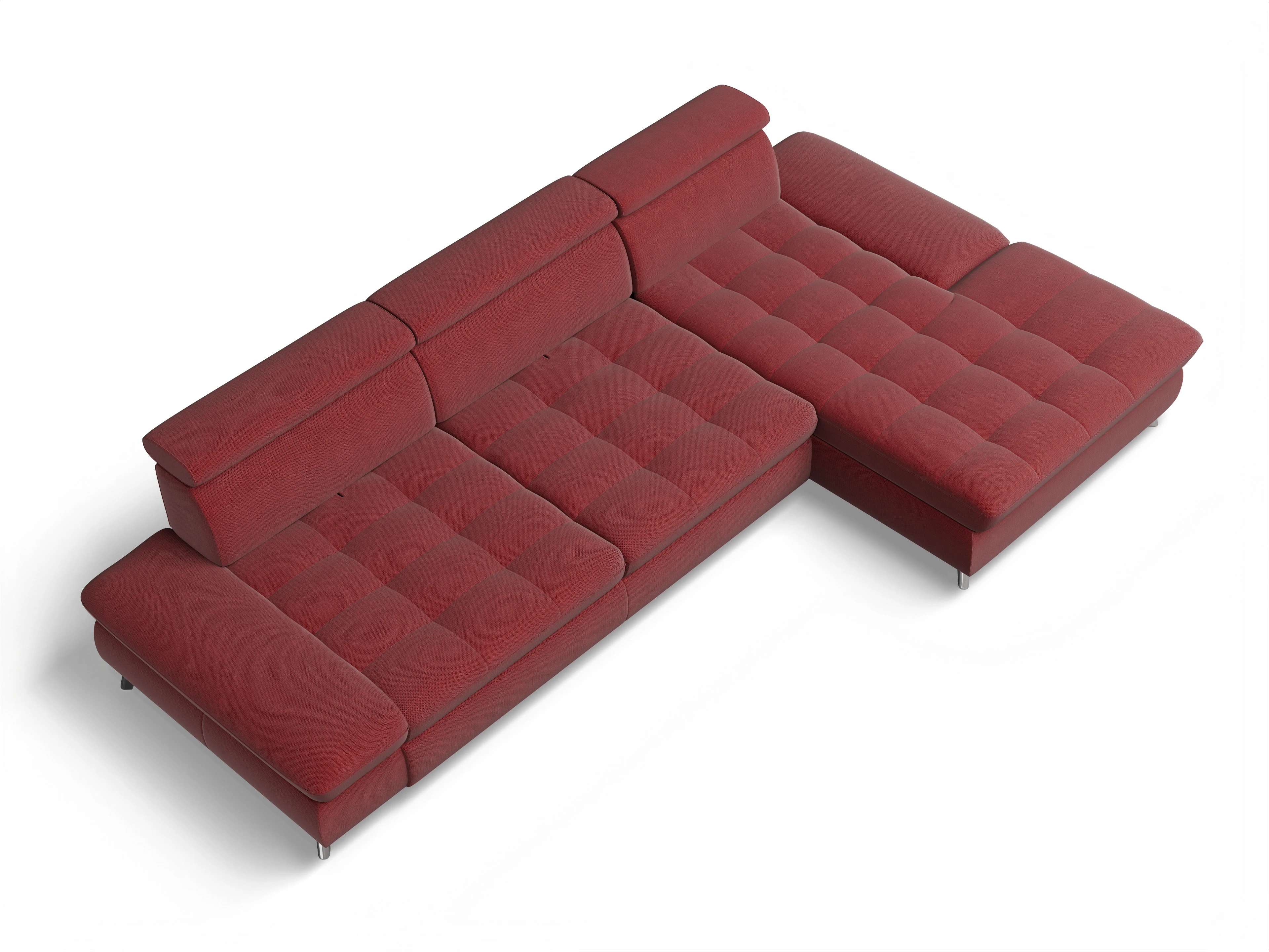 Ansicht des Produktes Memphis Stoff Ecksofa rechts Abschluss offen in Stoff Rot