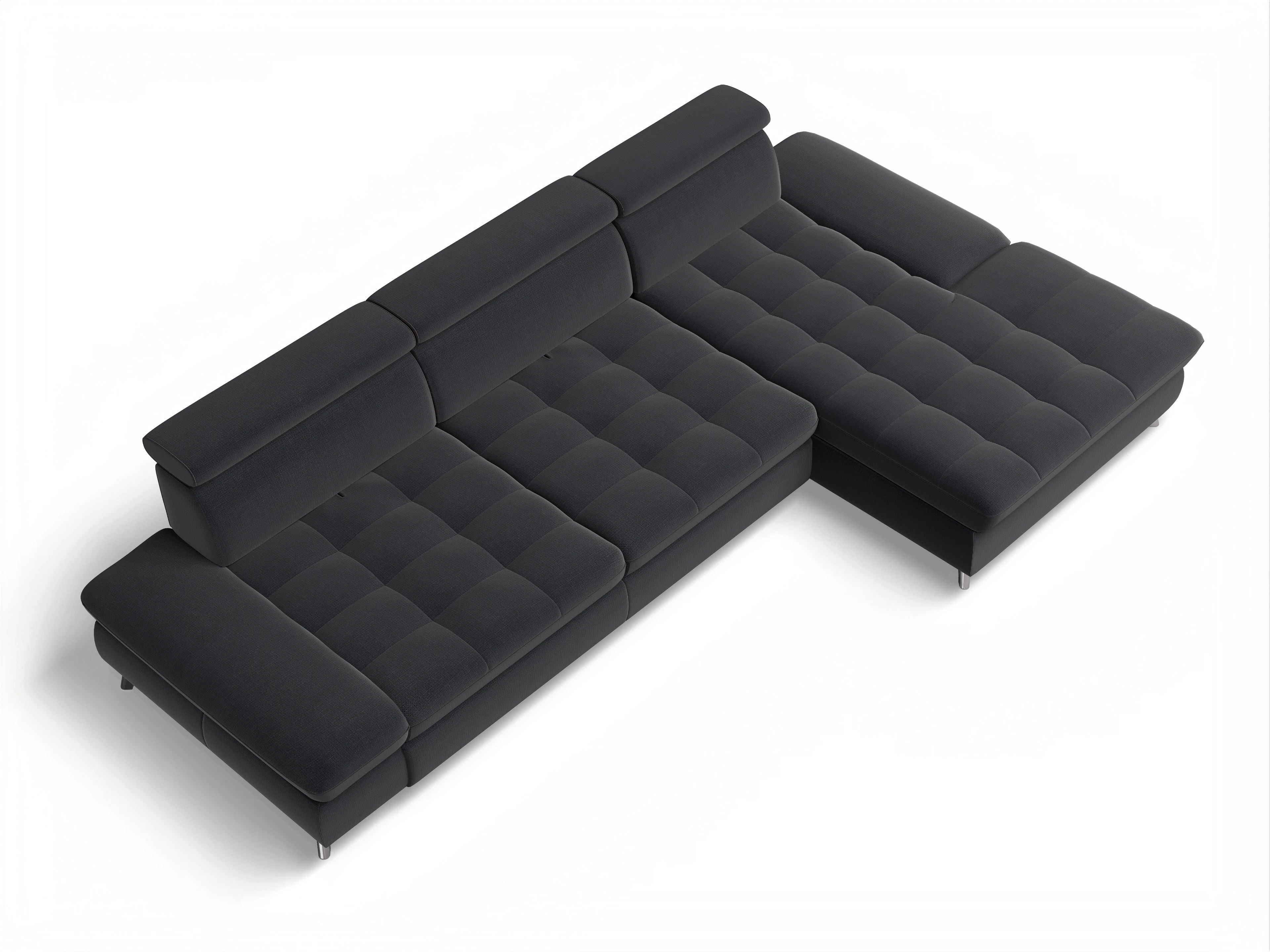 Ansicht des Produktes Memphis Stoff Ecksofa rechts Abschluss offen in Stoff Blau