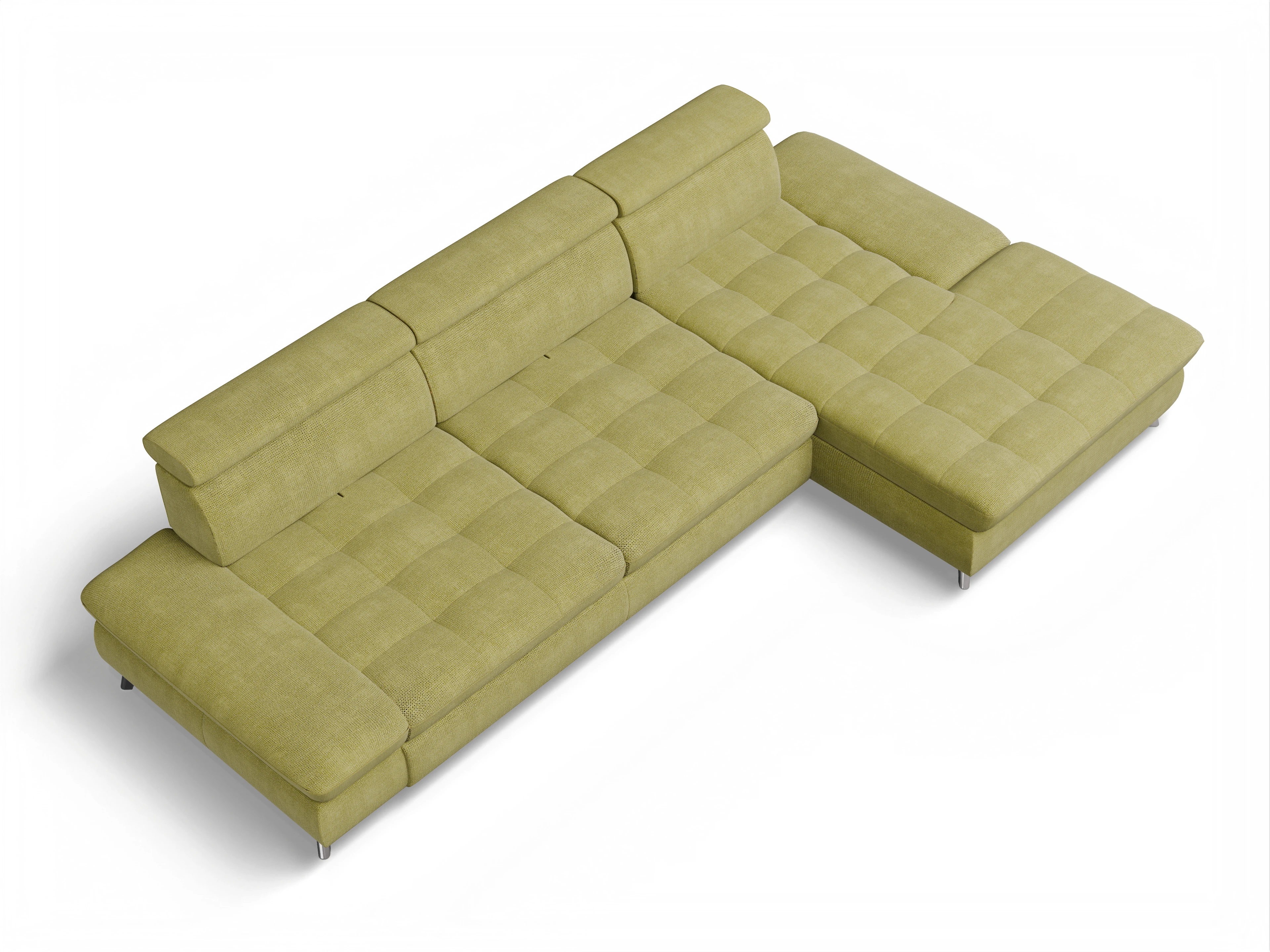 Ansicht des Produktes Memphis Stoff Ecksofa rechts Abschluss offen in Stoff Grün