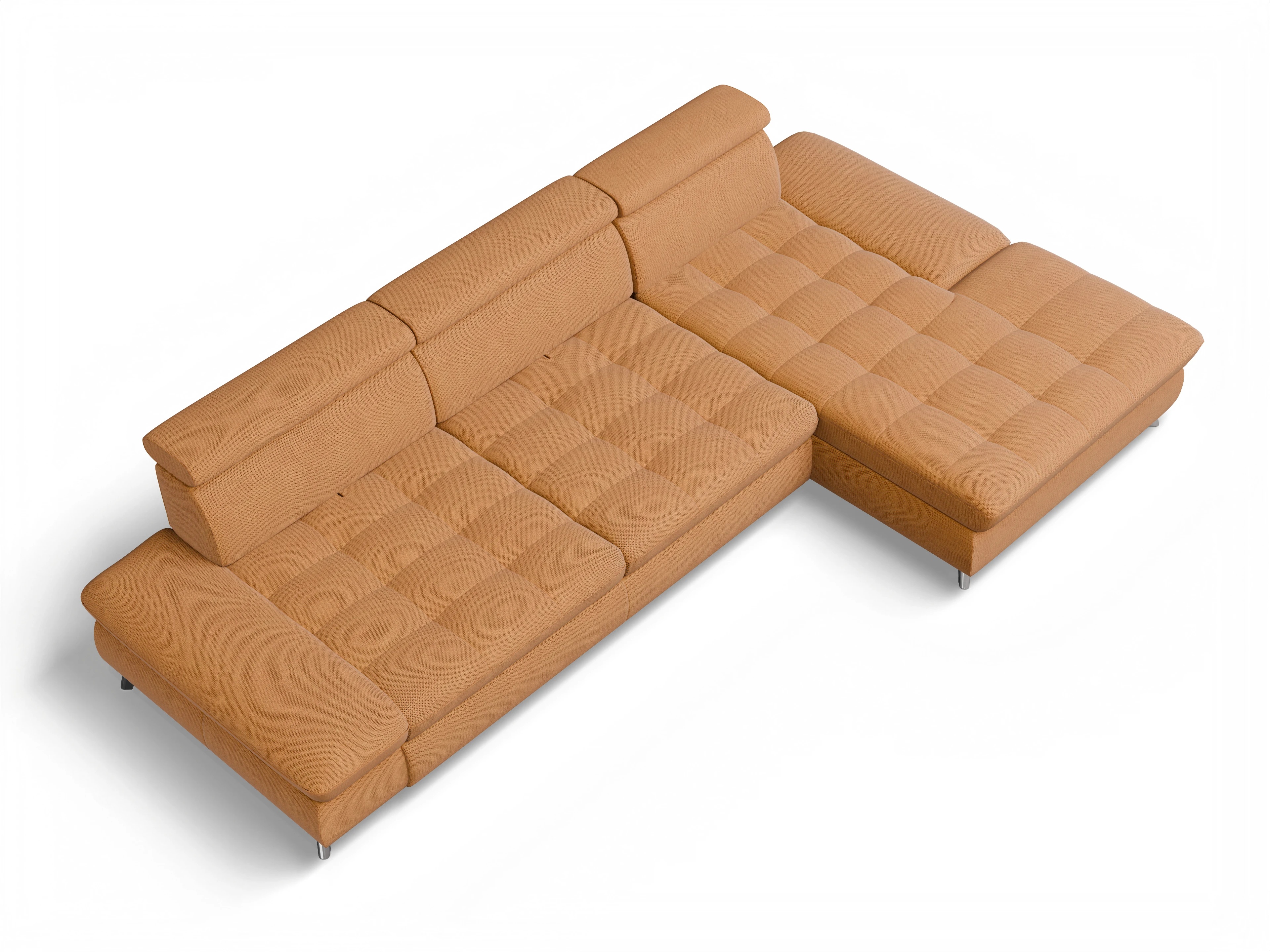 Ansicht des Produktes Memphis Stoff Ecksofa rechts Abschluss offen in Stoff Gelb