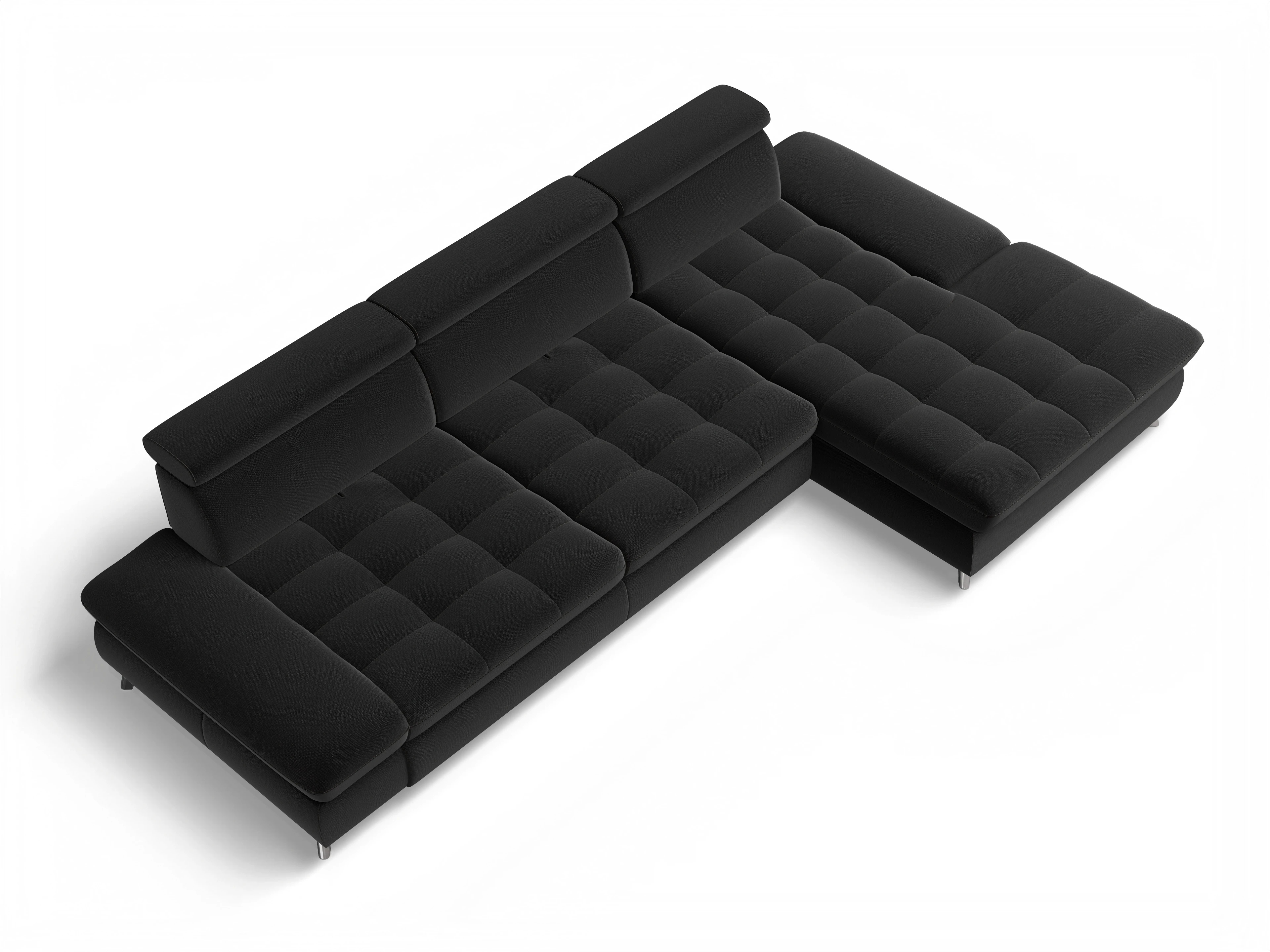 Ansicht des Produktes Memphis Stoff Ecksofa rechts Abschluss offen in Stoff Schwarz