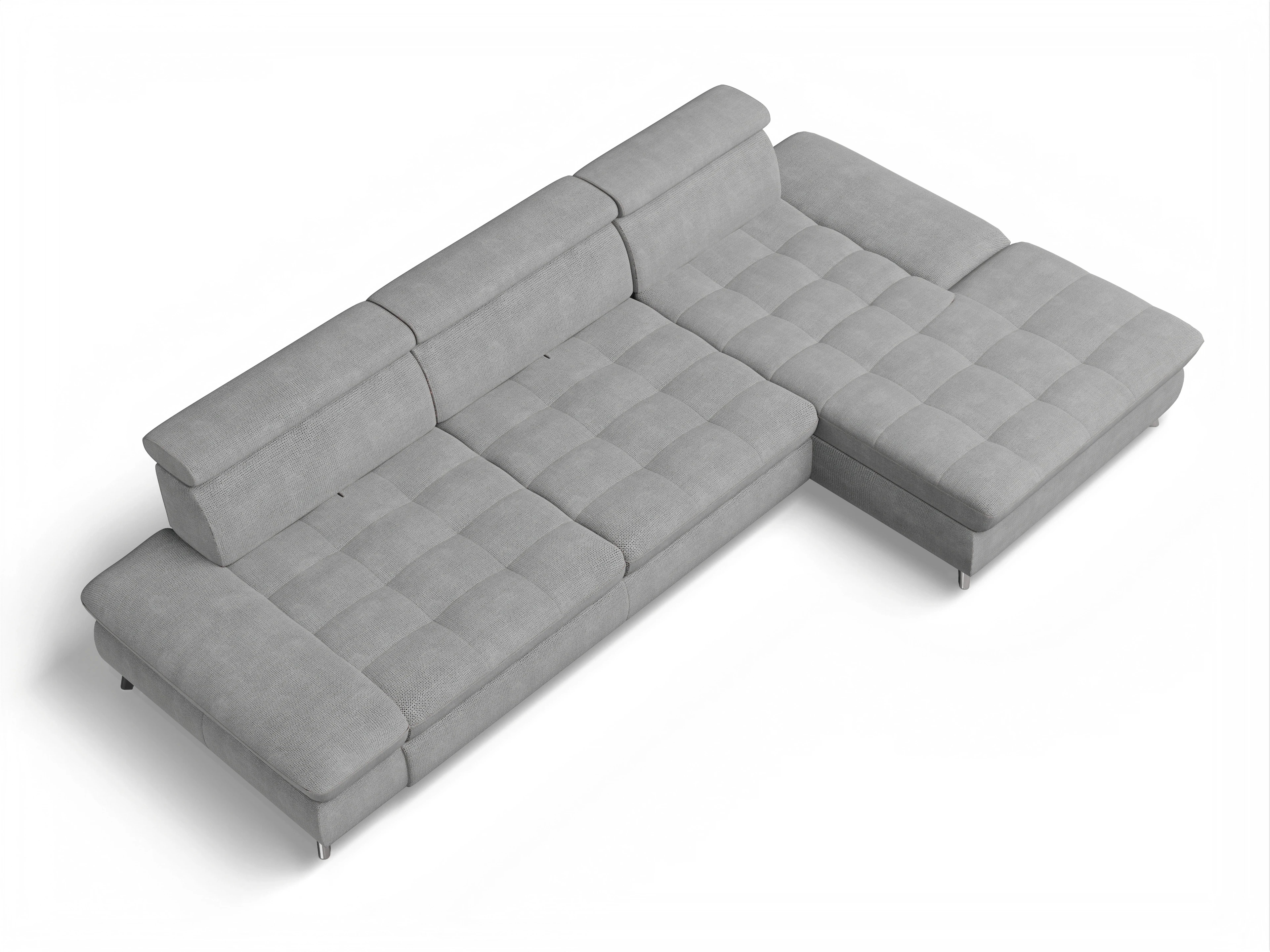 Ansicht des Produktes Memphis Stoff Ecksofa rechts Abschluss offen in Stoff Grau