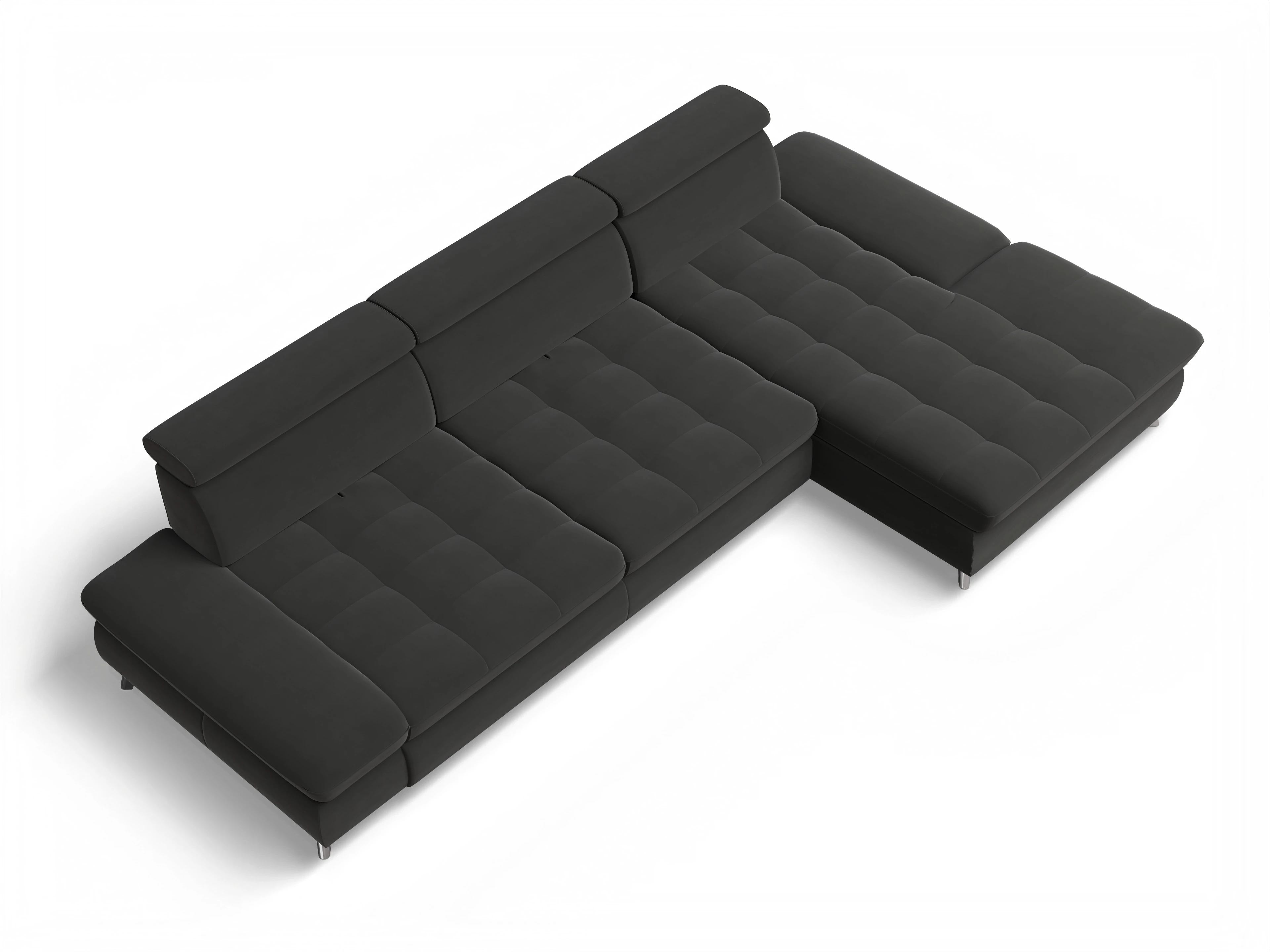 Ansicht des Produktes Memphis Stoff Ecksofa rechts Abschluss offen in Stoff Grau