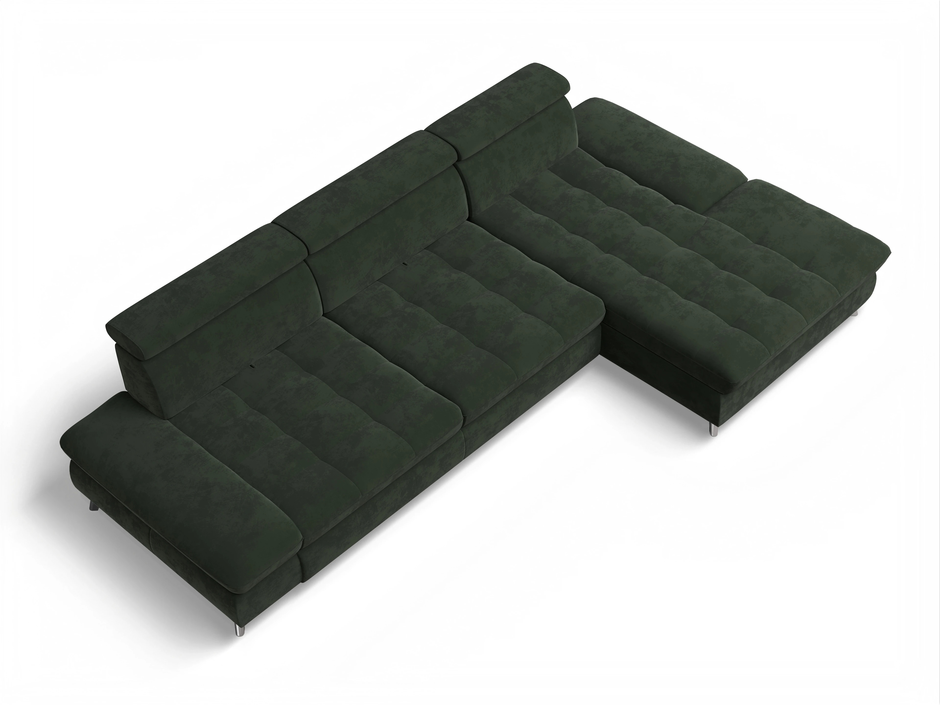 Ansicht des Produktes Memphis Stoff Ecksofa rechts Abschluss offen in Stoff Grün