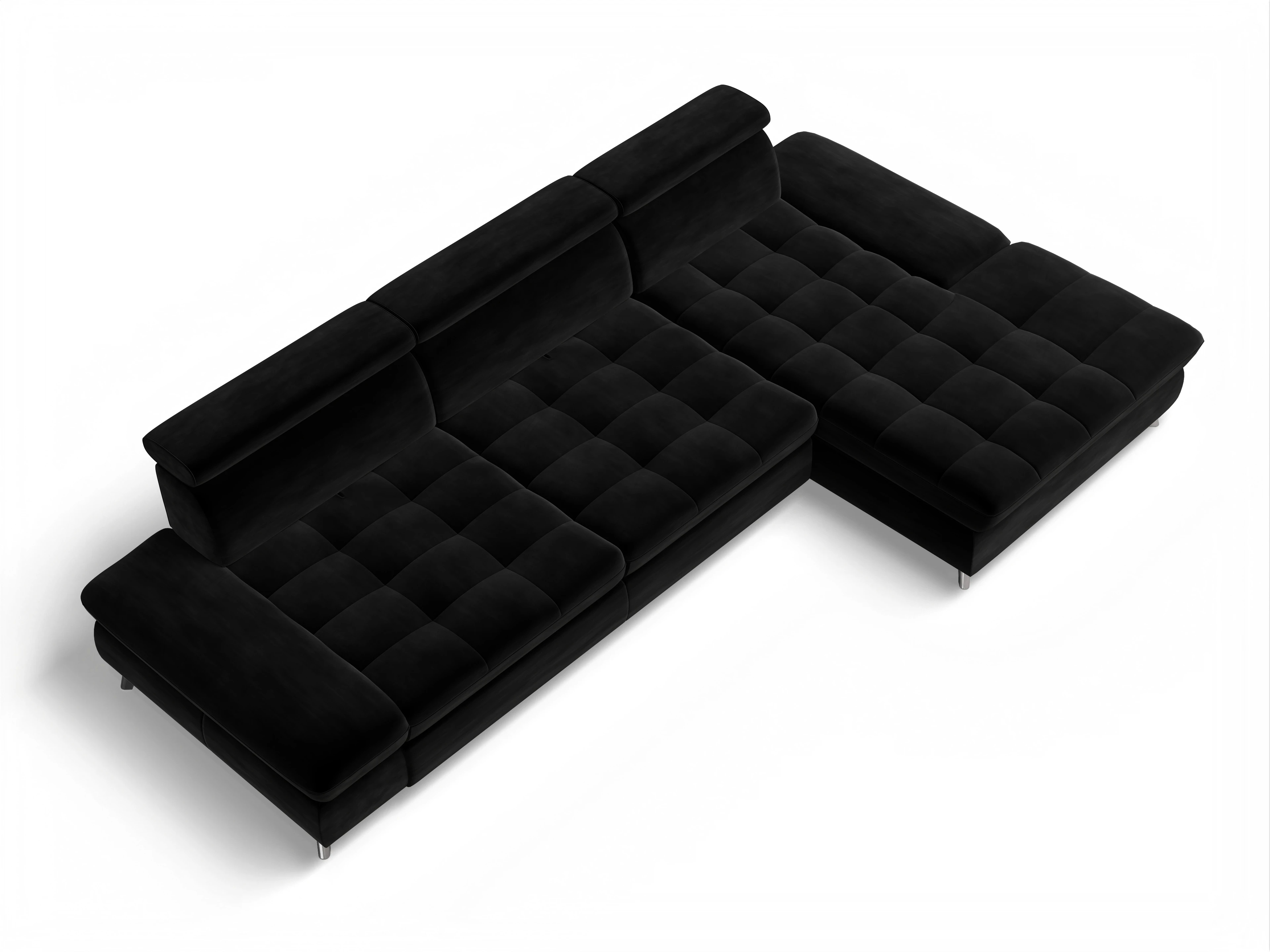 Ansicht des Produktes Memphis Stoff Ecksofa rechts Abschluss offen in Stoff Schwarz